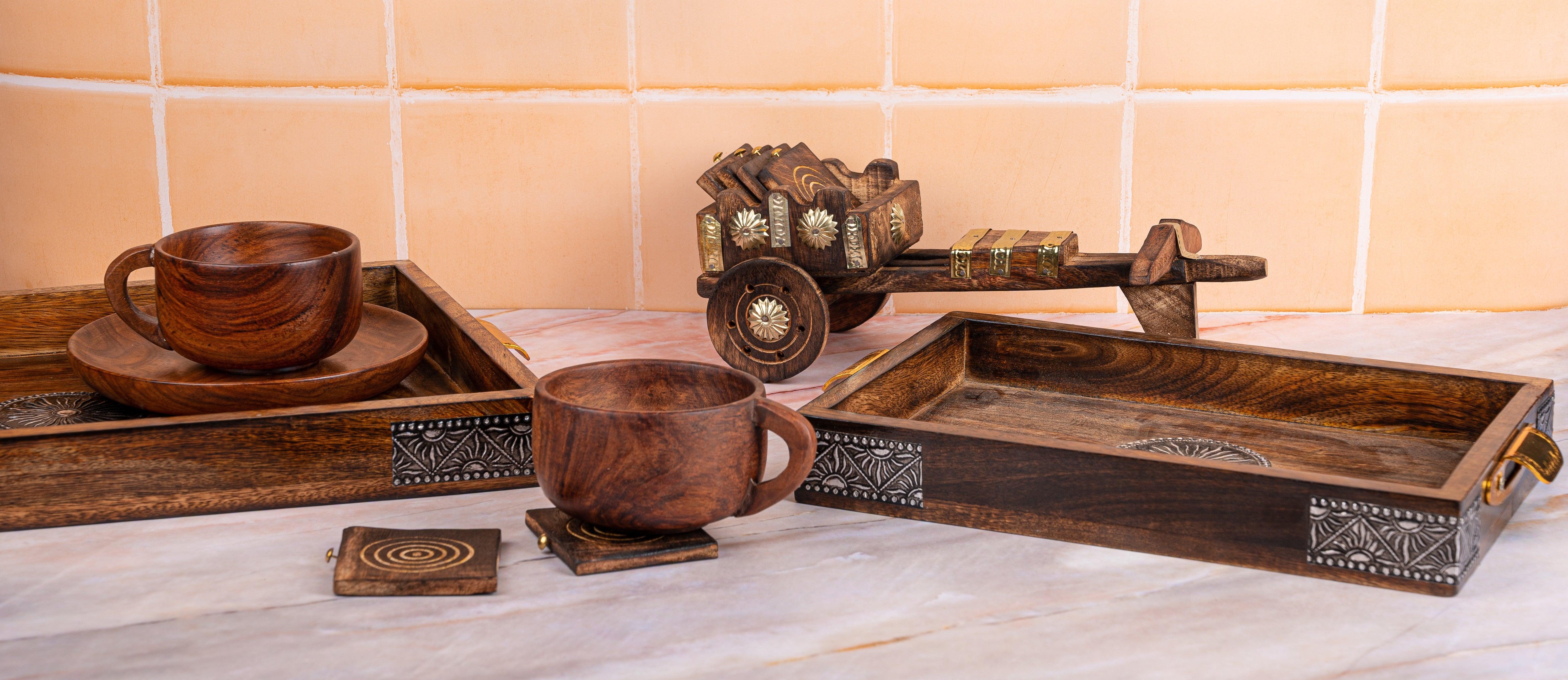 Wooden Drink Coaster, Rustic Coasters ,Carving Coasters, 4 Pcs, 4 x4 inch  at Rs 149/piece, Wood Resin Coasters in Saharanpur