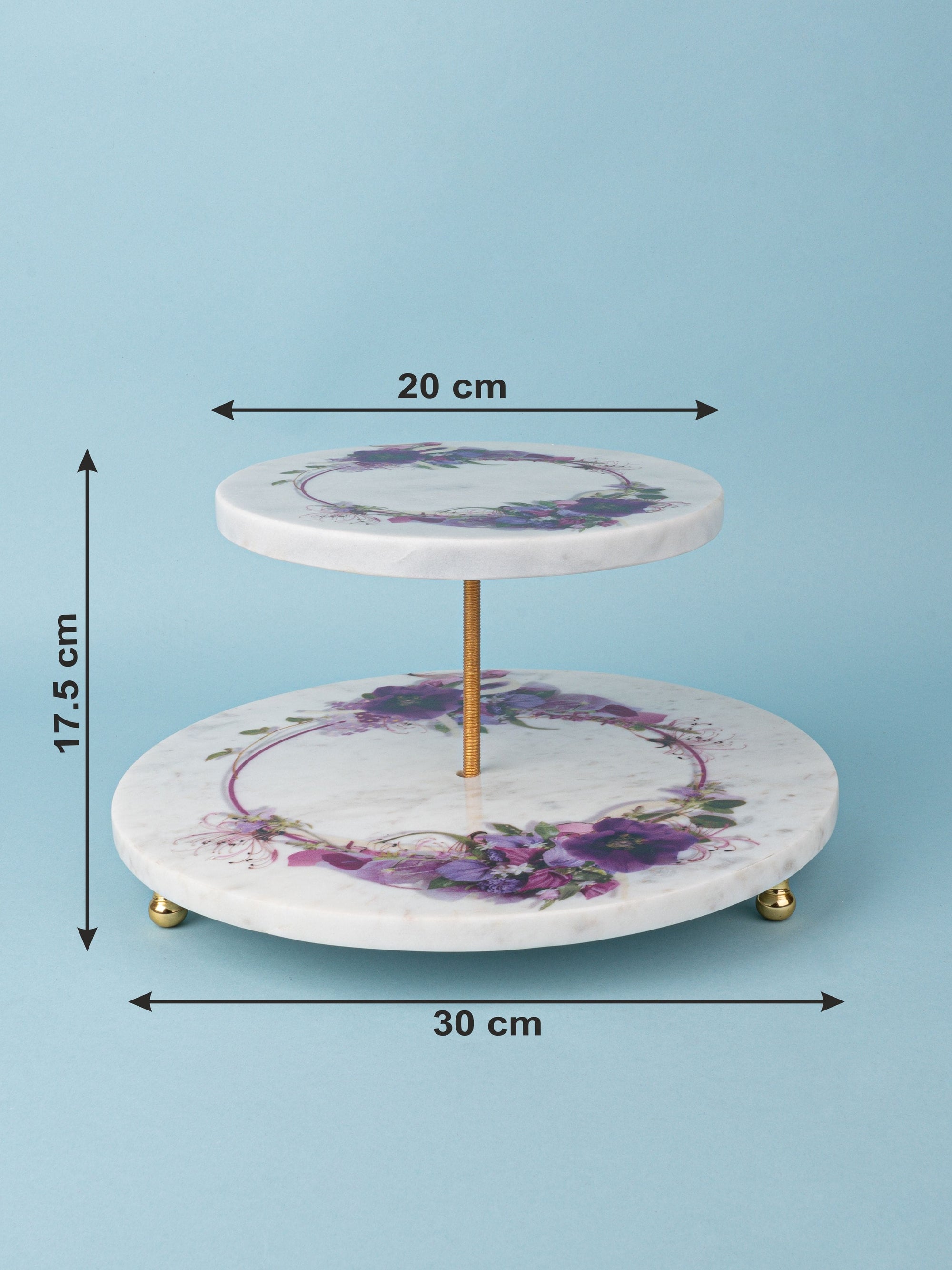 2 Tier Marble Printed Round Dessert Stand for Any Occasion