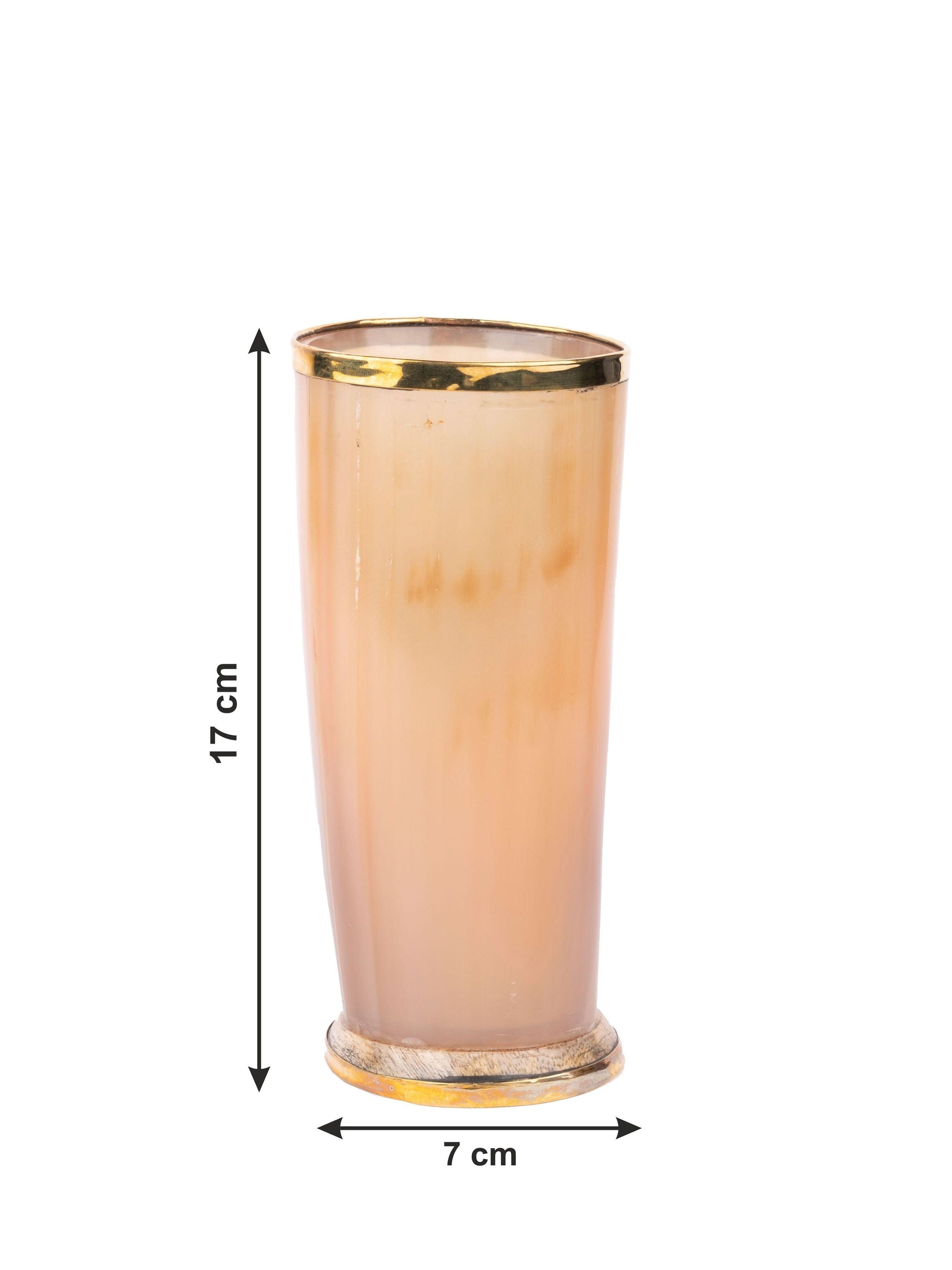 Natural Buffalo Horn Long Tumbler / Glass with Golden edge - 300 ml - The Heritage Artifacts