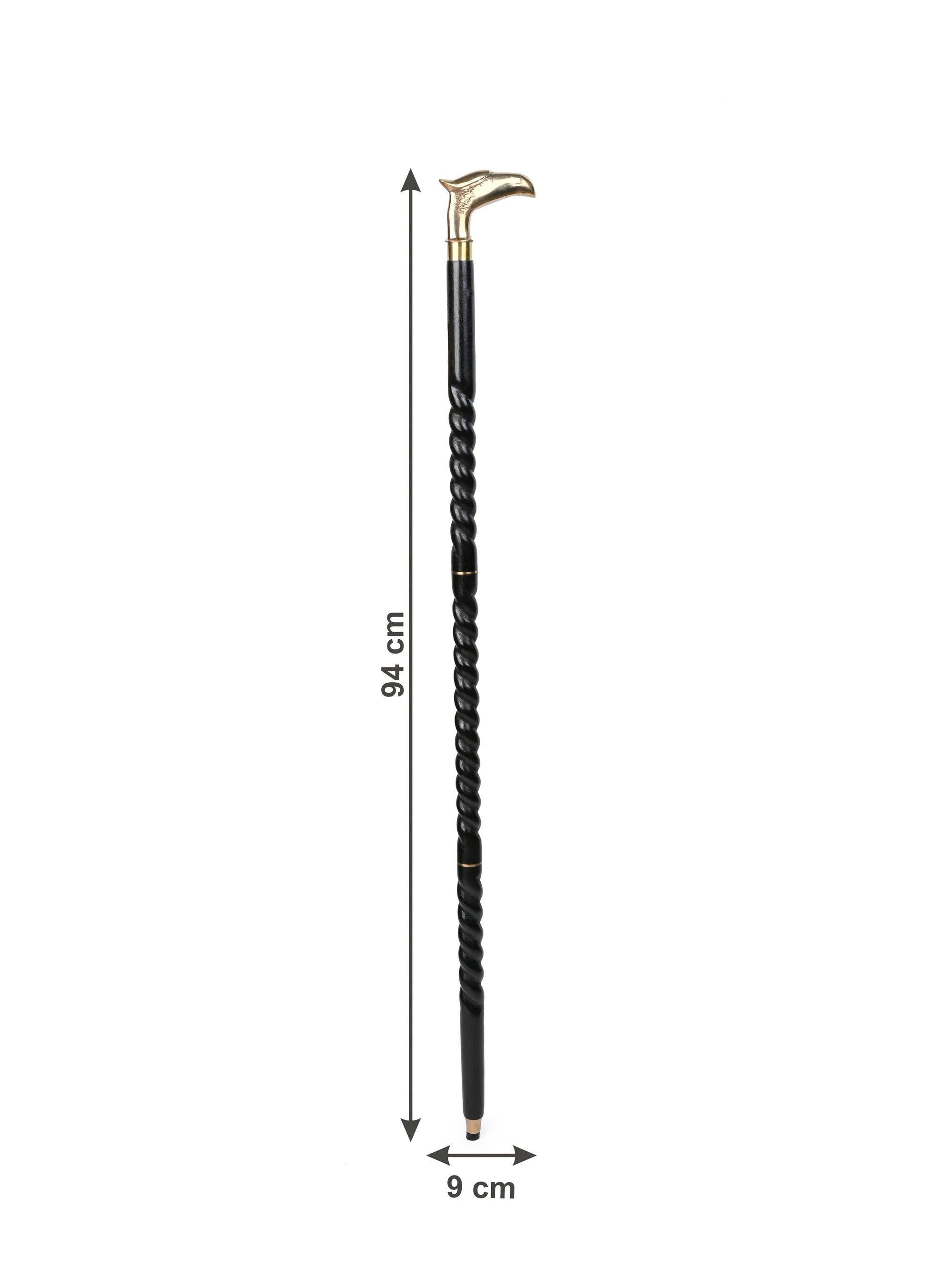 Shisham wood crafted brass eagle head handle walking stick / cane - Easily detachable