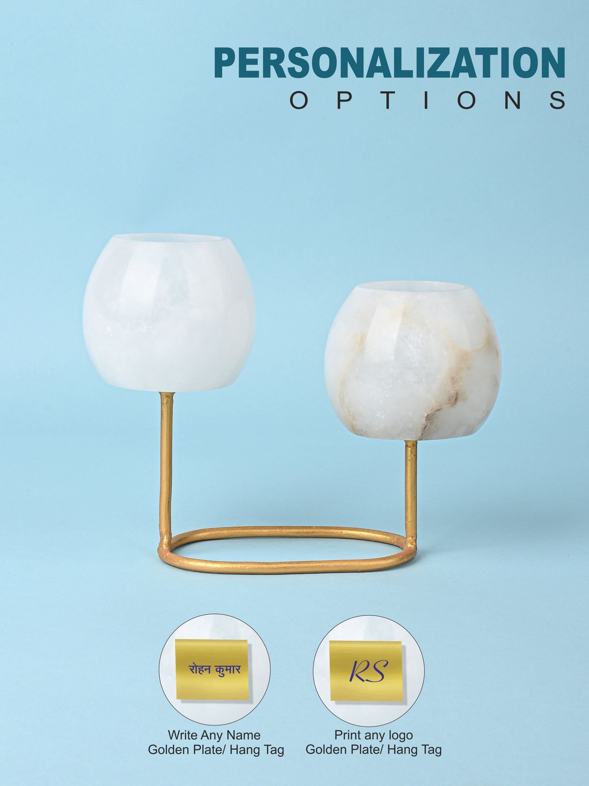 Stylish Pair of Candle Holder on a Beautiful Golden Frame