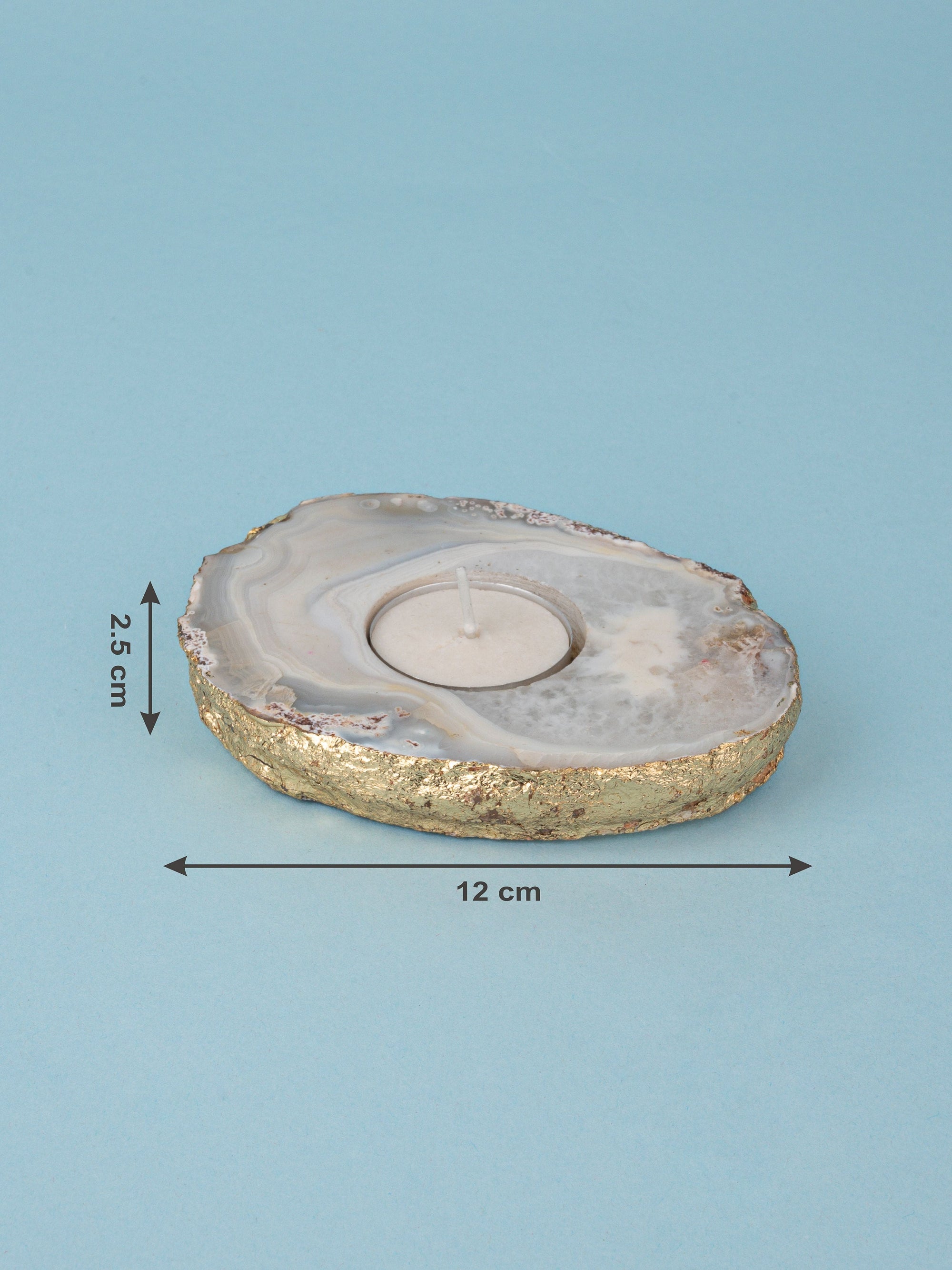 Set of 2 T Light Candle Holders Made in Colorful Agate Stone, Comes in a Gift Box