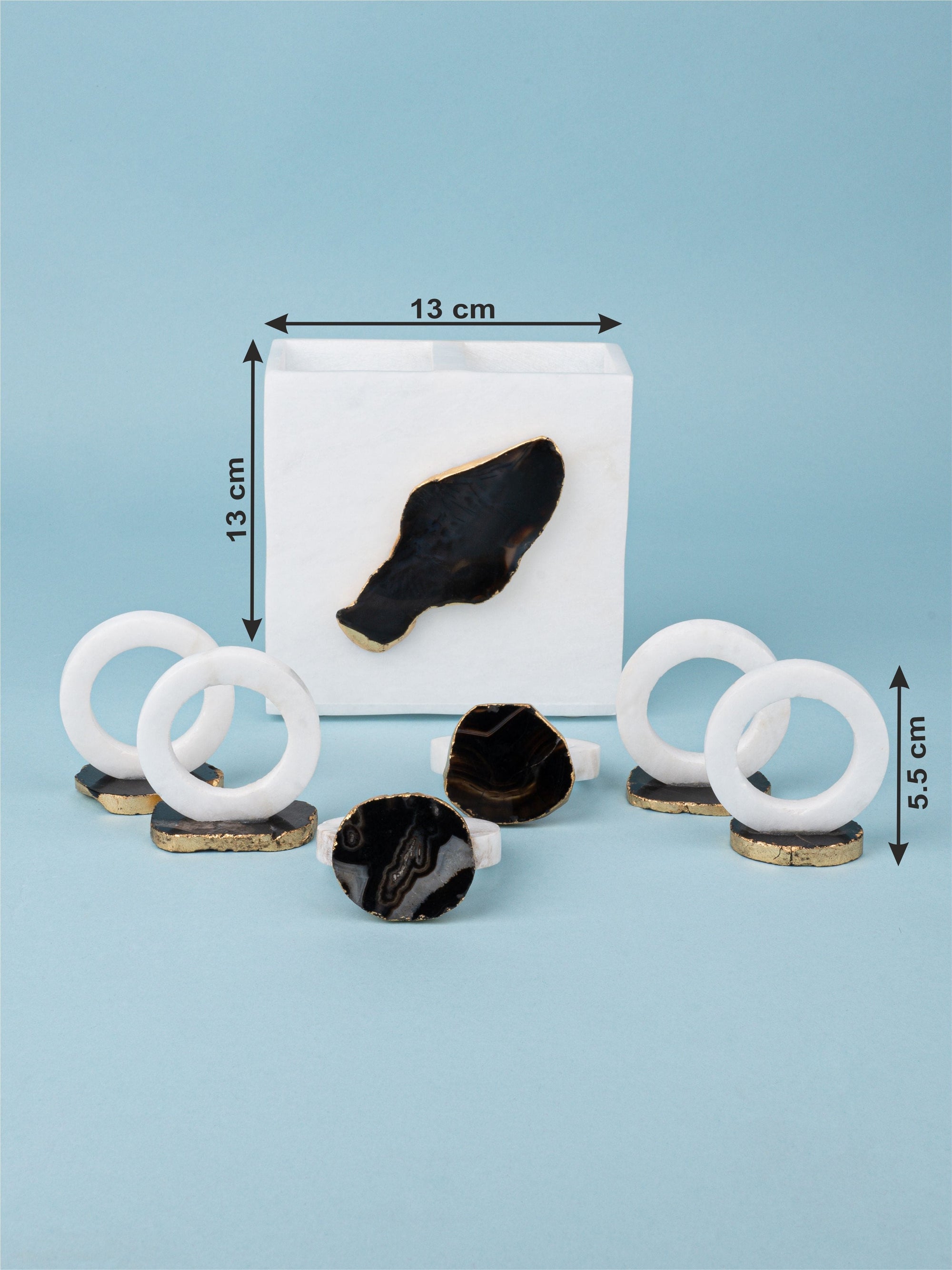 2 Compartment Cutlery Holder With a Set of 6 Napkin Rings