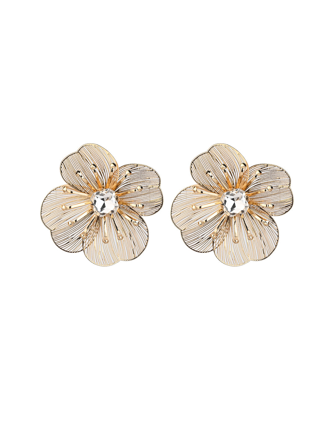 MAURYANA - Gold Plated Steel Coral Flower Stylish Earstuds