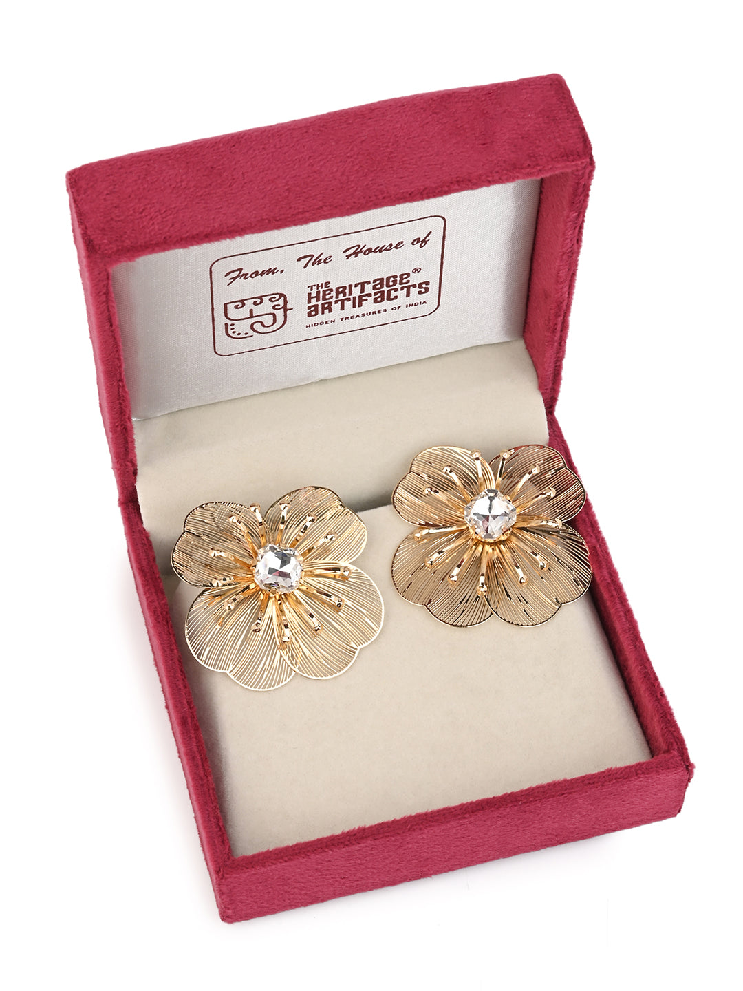 MAURYANA - Gold Plated Steel Coral Flower Stylish Earstuds