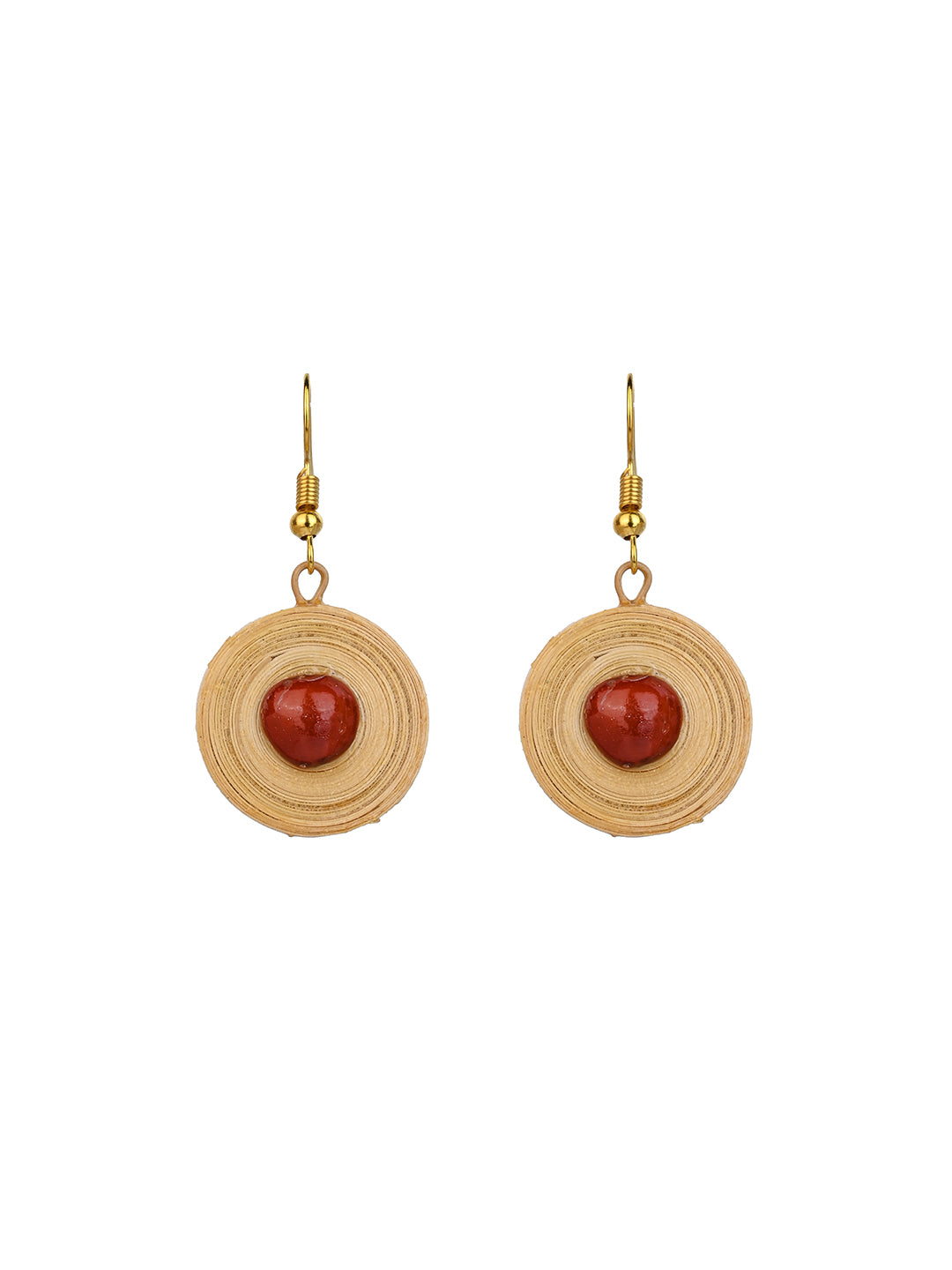 MAURYANA - Bamboo crafted geometric pendant necklace with earrings - adjustable size