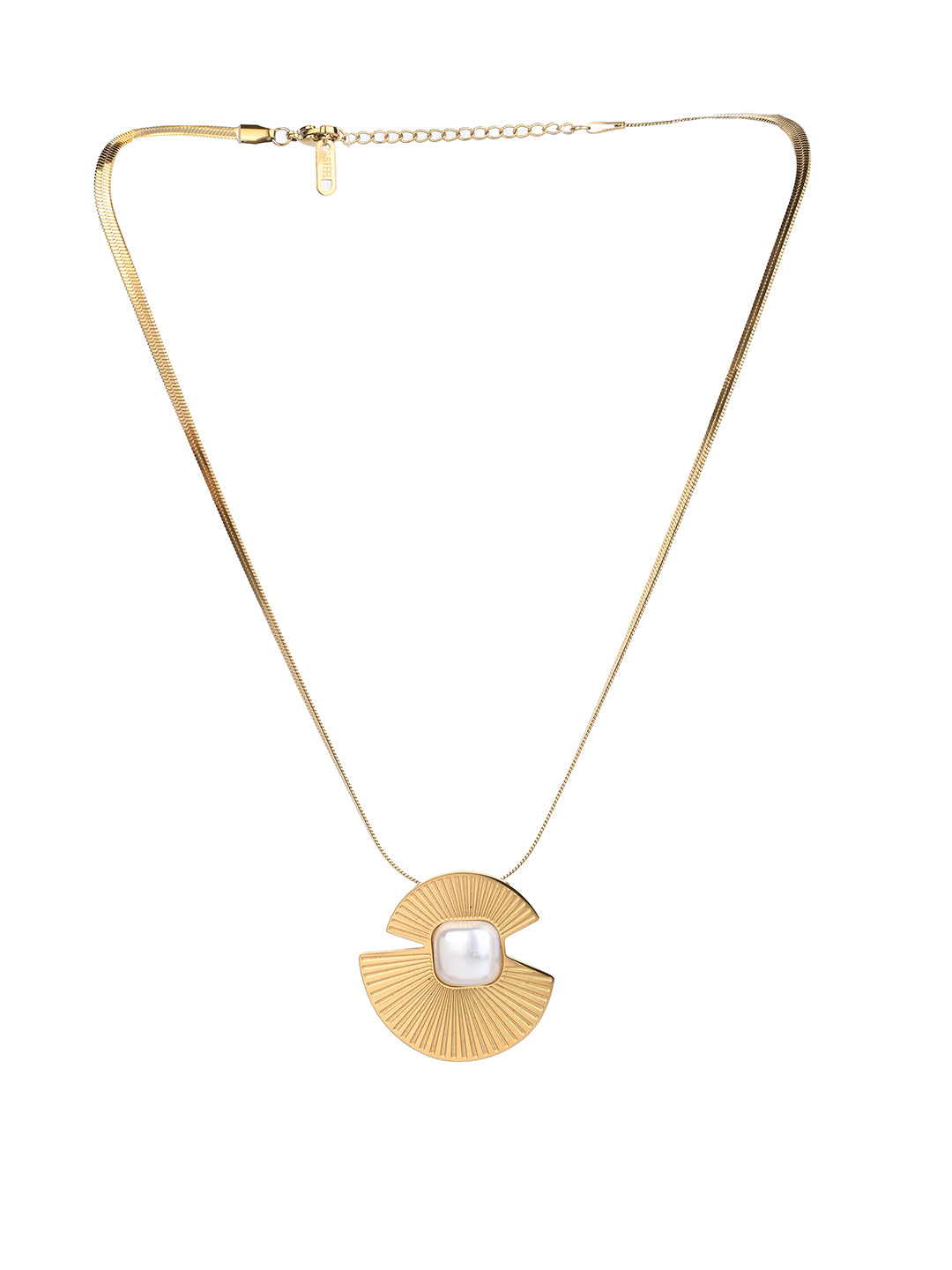 MAURYANA - Stainless Steel 18k Gold Plated Artificial Pearl Pendant Necklace