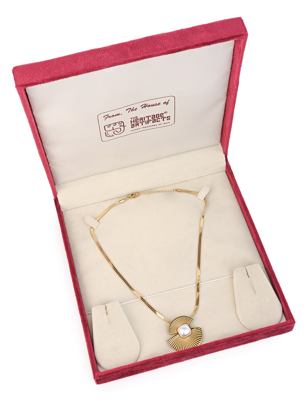 MAURYANA - Stainless Steel 18k Gold Plated Artificial Pearl Pendant Necklace
