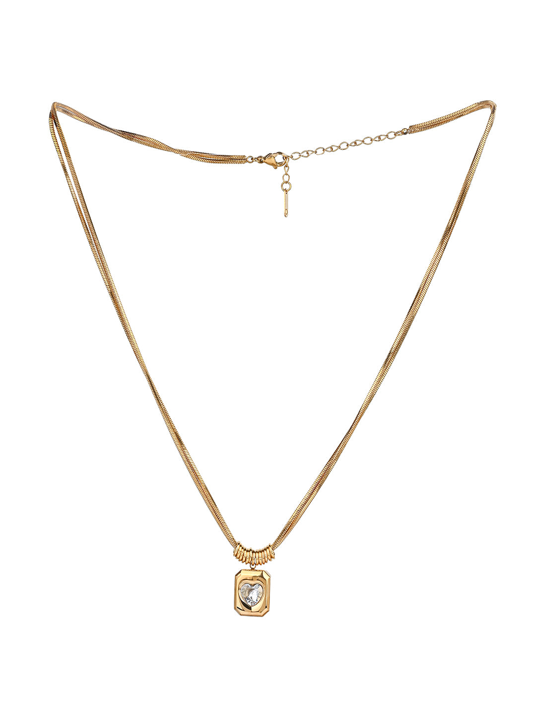 MAURYANA - Stainless Steel 18k Gold Plated Zircon Pendant Necklace - one size