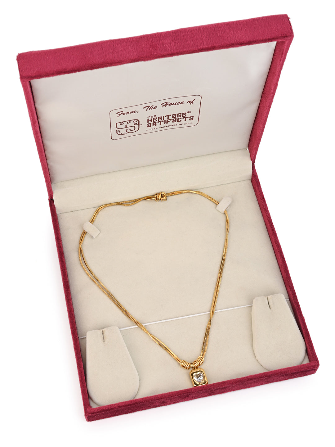 MAURYANA - Stainless Steel 18k Gold Plated Zircon Pendant Necklace - one size