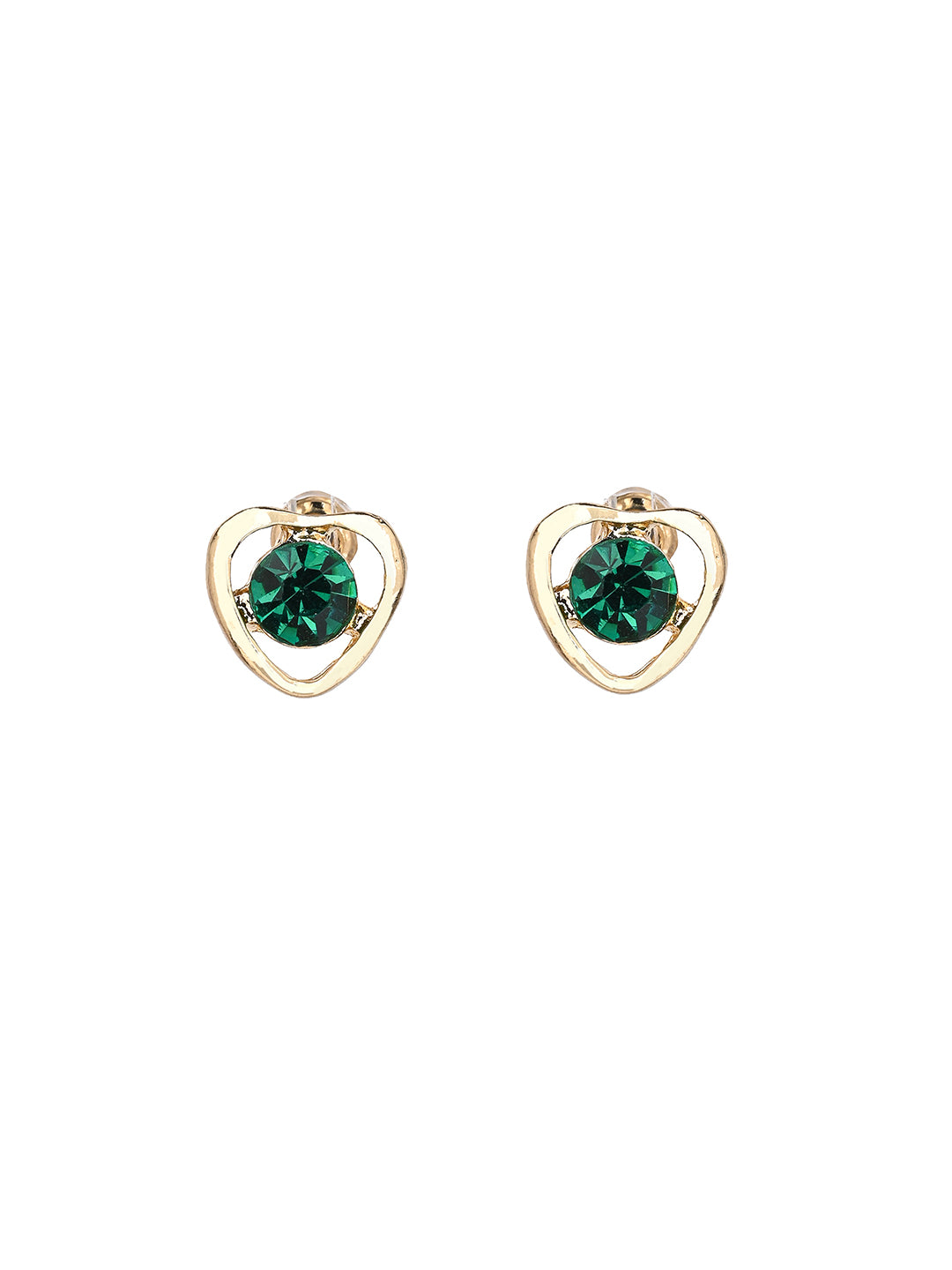 MAURYANA - Alloy Metal and Artificial Gemstone Heart Pendant Necklace set with Earrings - Available in Blue and Green Colors