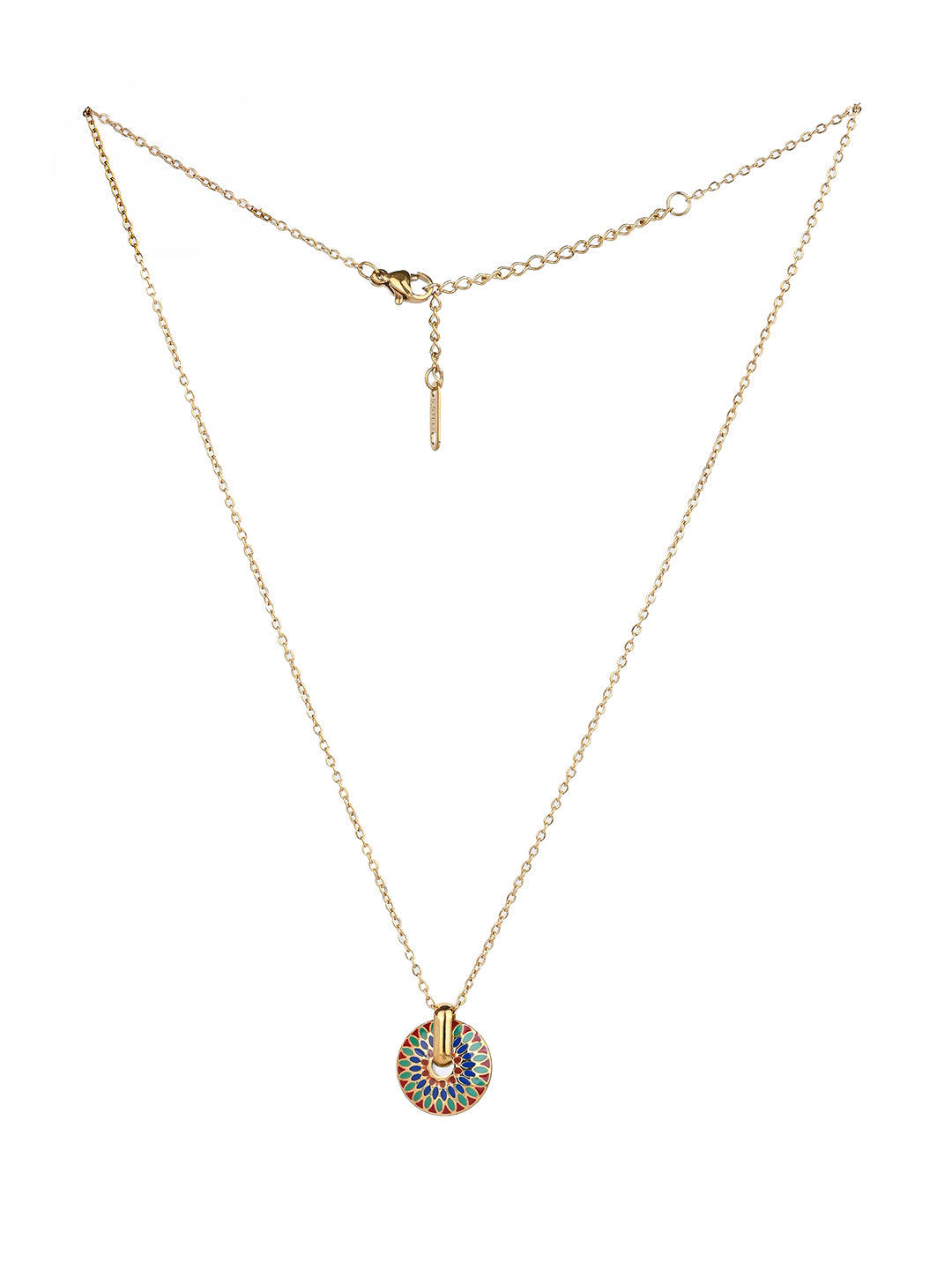 MAURYANA - Stainless Steel 18k Gold Plated Multicolor Flower Design Pendant Necklace set with Earrings