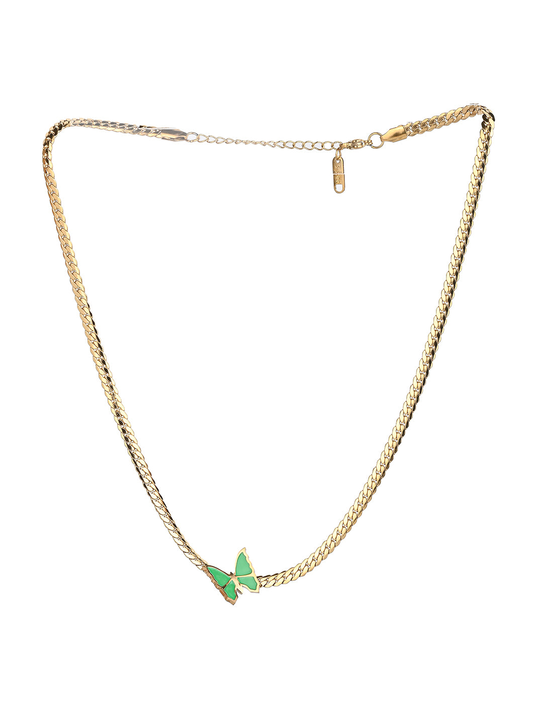 MAURYANA - Stainless Steel 18K Gold Plated with Butterfly Pendant Necklace - one size