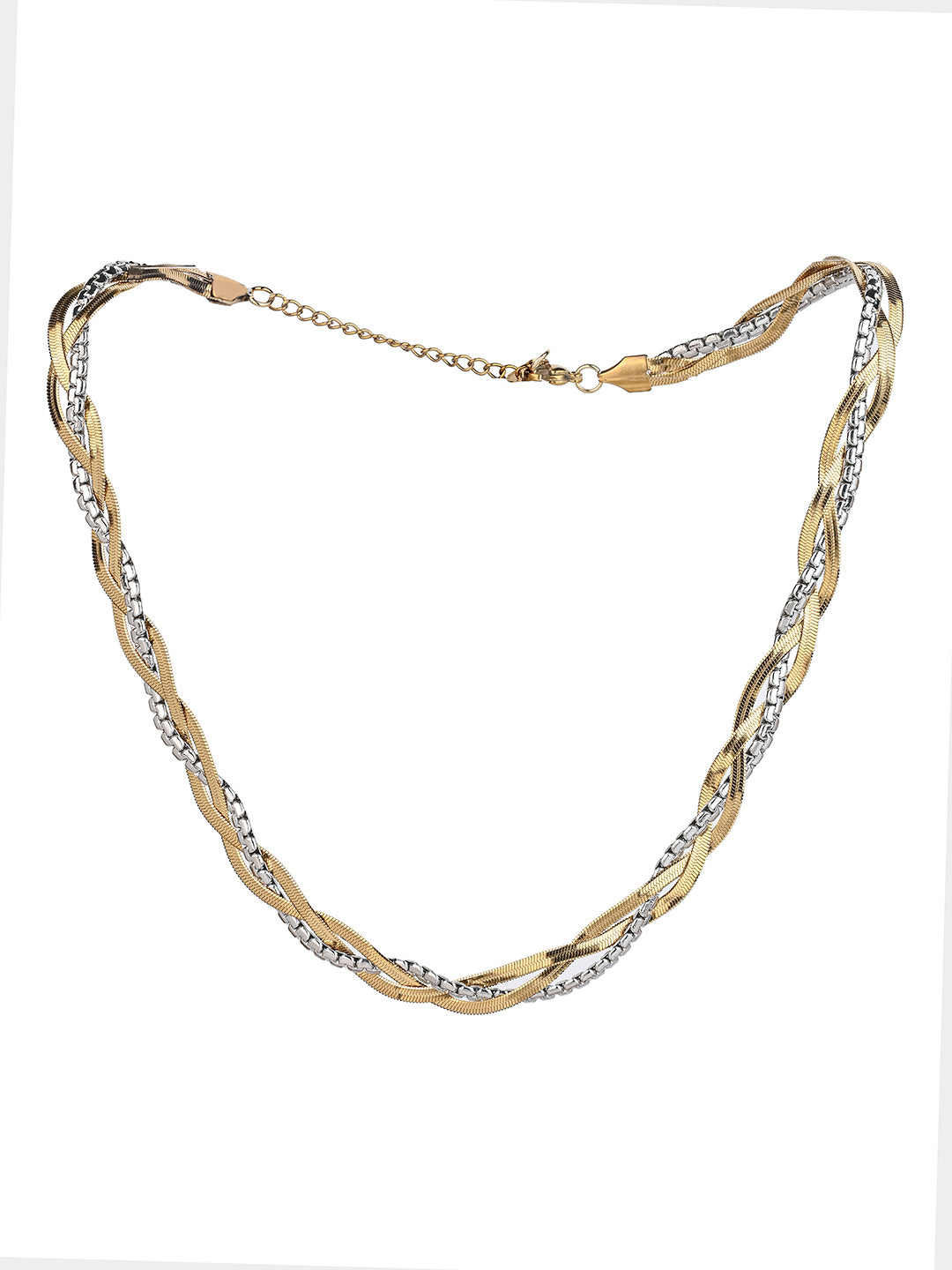 MAURYANA - Stainless Steel 18k Gold Plated Double Layer Chain Necklace - One size