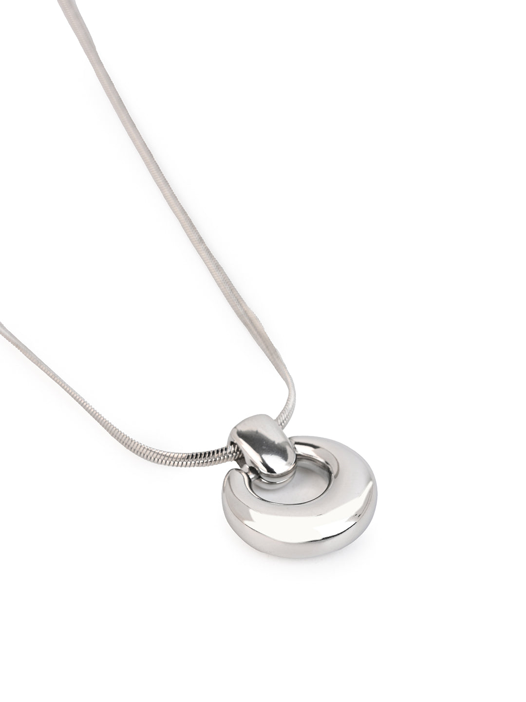 MAURYANA - Stylish Daily Wear Titanium Steel Necklace with Round Pendant - One Size