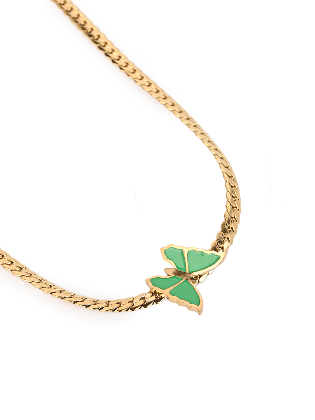 MAURYANA - Stainless Steel 18K Gold Plated with Butterfly Pendant Necklace - one size
