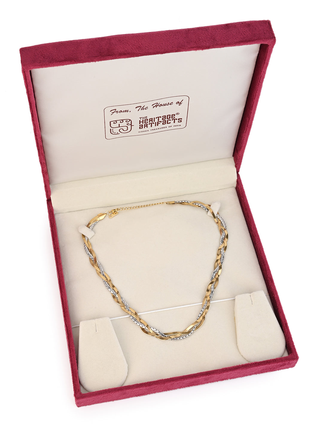 MAURYANA - Stainless Steel 18k Gold Plated Double Layer Chain Necklace - One size