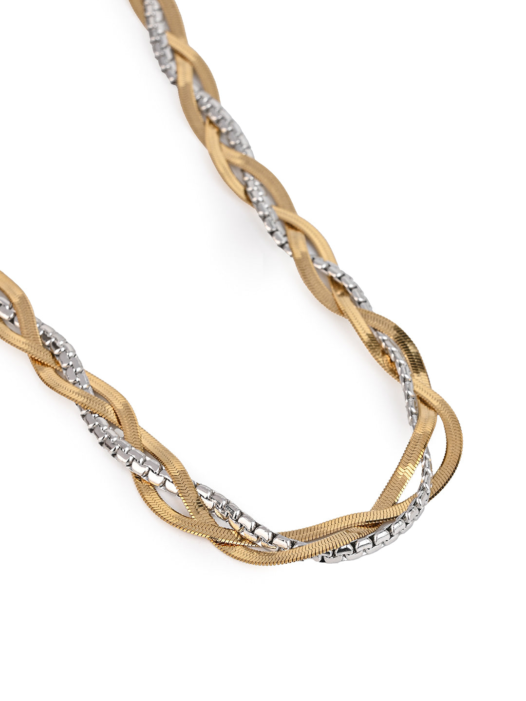 MAURYANA - Stainless Steel 18k Gold Plated Double Layer Chain Necklace - One size