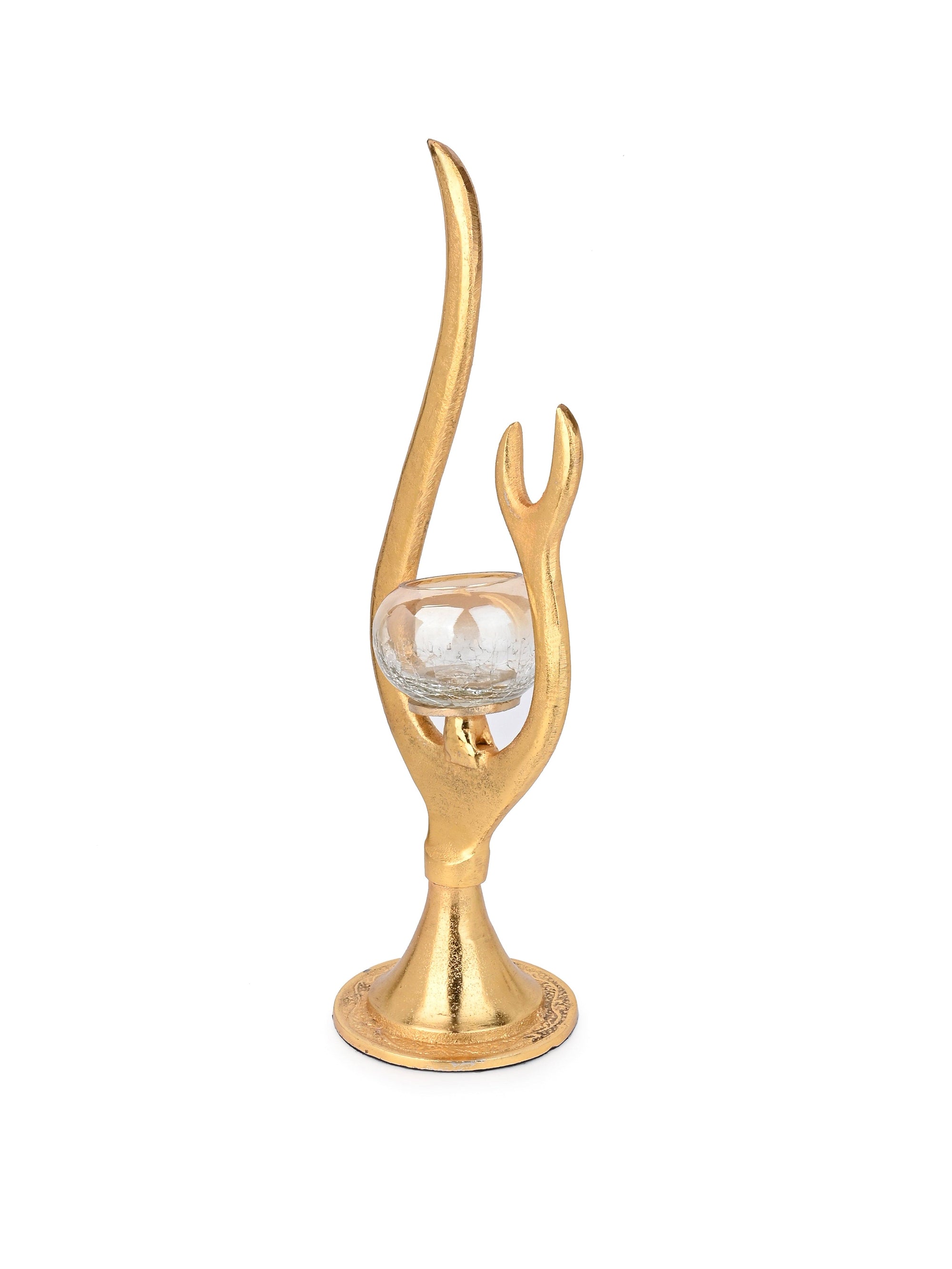 Stylish Abstract Design Metal Crafted Candle Holder - 15 inches
