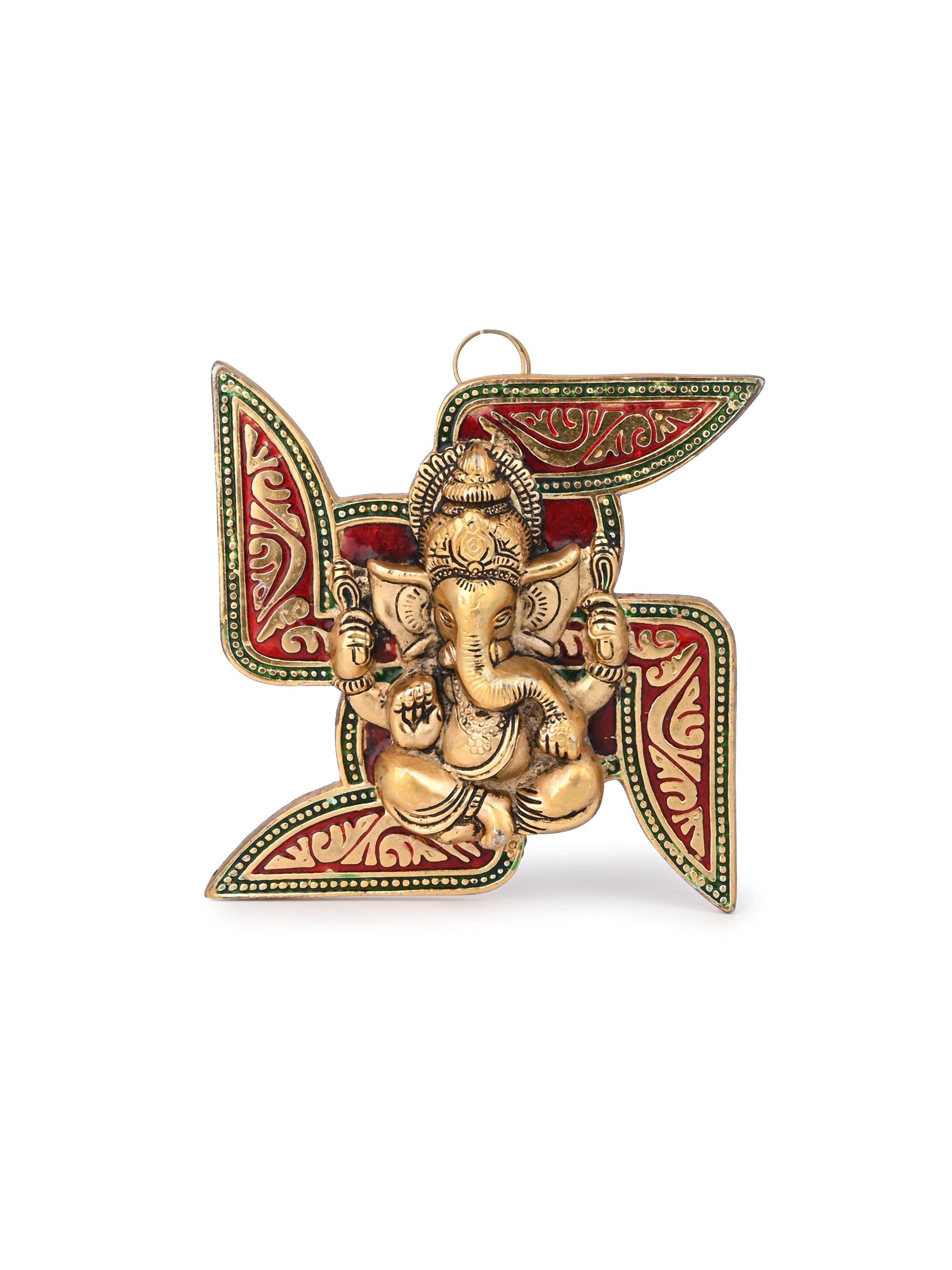 Swastik Ganesh Auspicious Hanging Wall Decor - 7 inches
