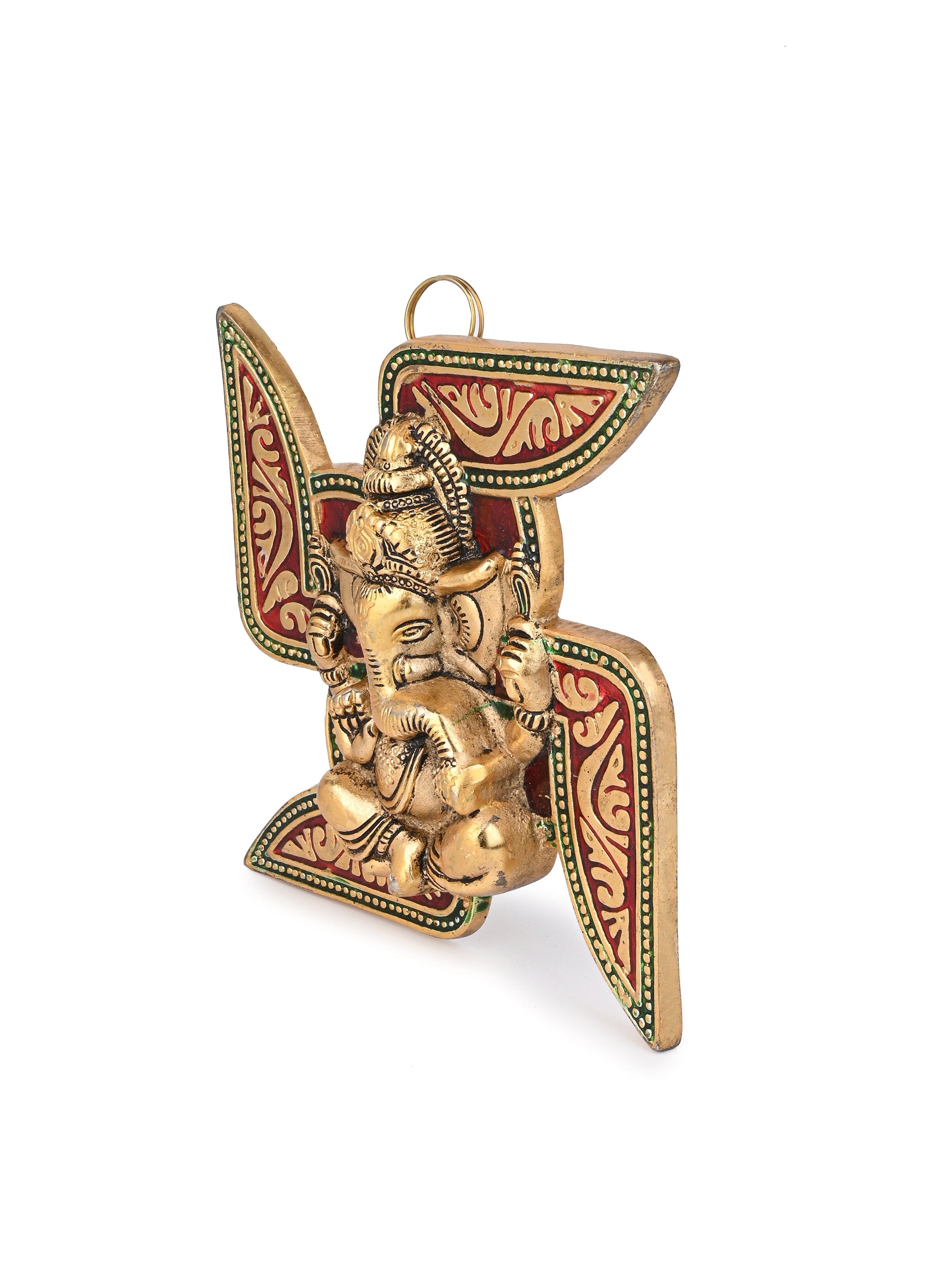 Swastik Ganesh Auspicious Hanging Wall Decor - 7 inches