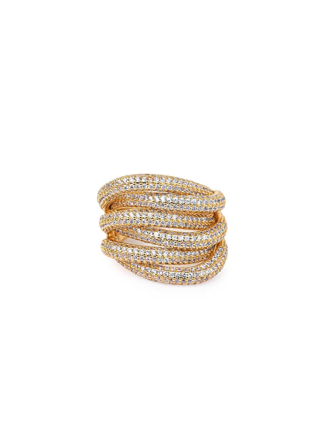 MAURYANA - Copper 18k Gold Plated Heavy Zircon Inlay Royal Design Ring