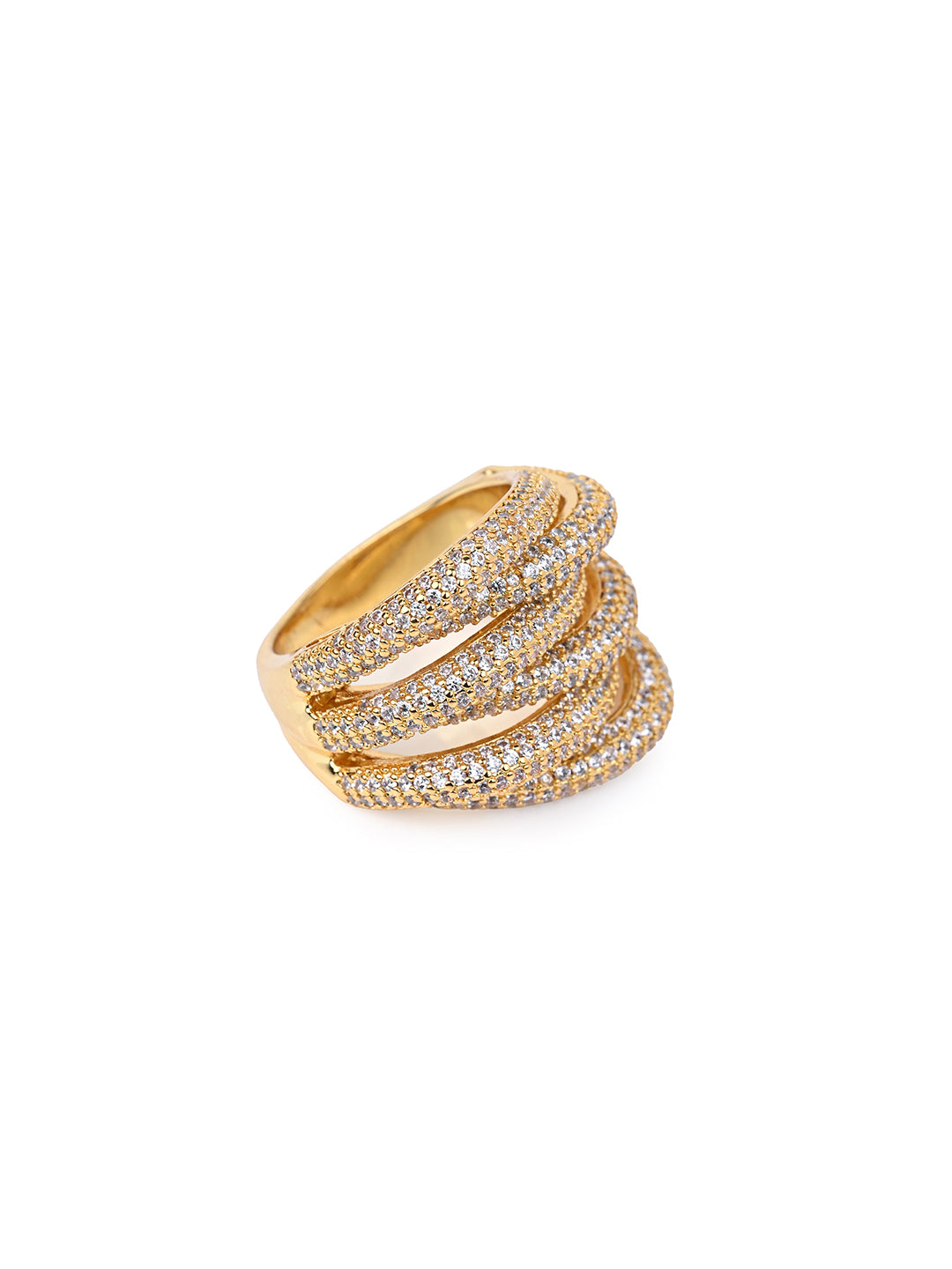 MAURYANA - Copper 18k Gold Plated Heavy Zircon Inlay Royal Design Ring