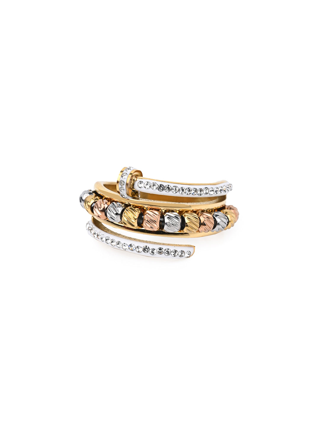 MAURYANA - Stainless Steel 18k Gold Plated Bangle with Ring Set - Stylish and Durable