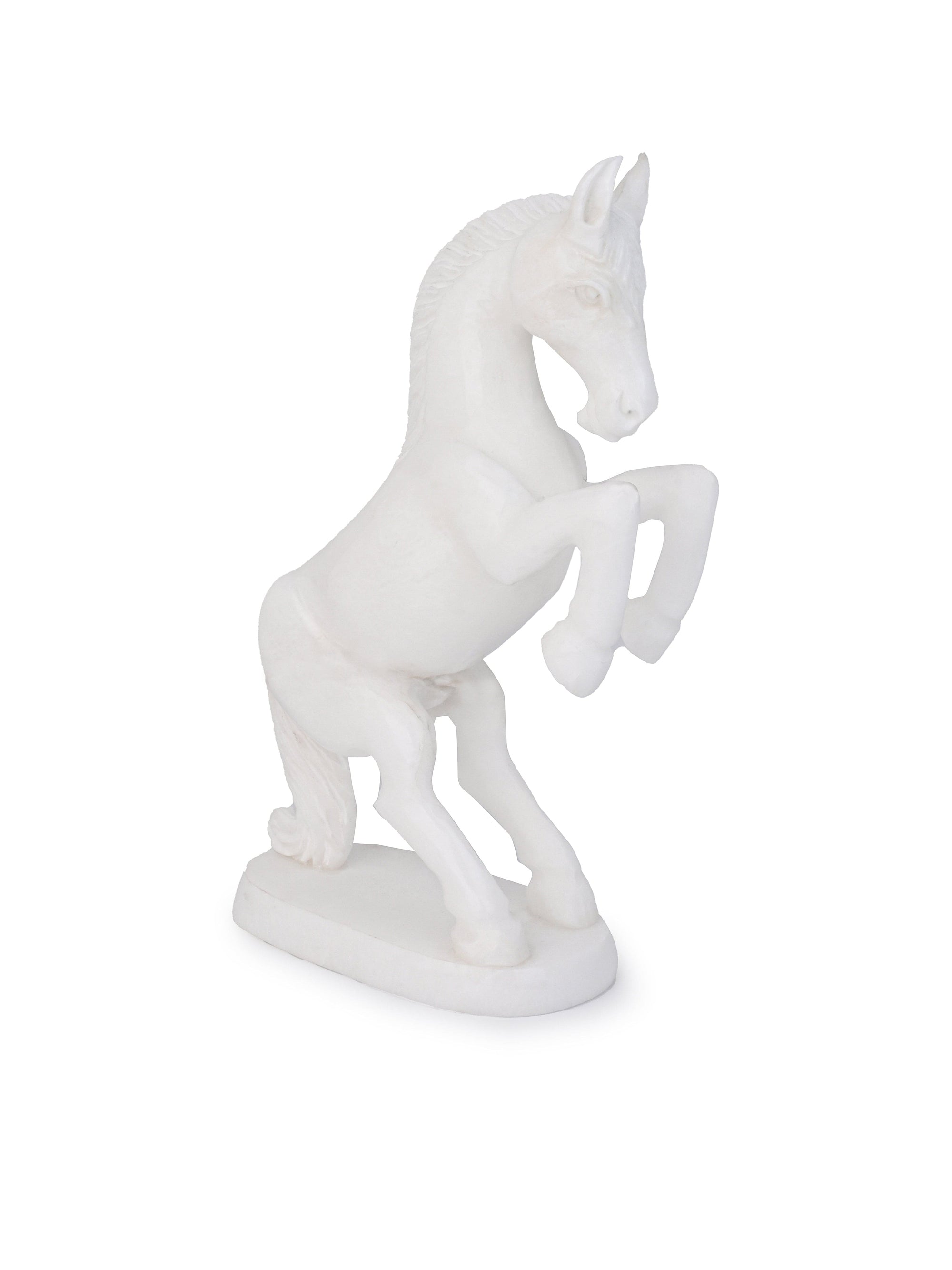 Marble Crafted Rearing Horse Sculpture for Home Office Decor - 10 inches