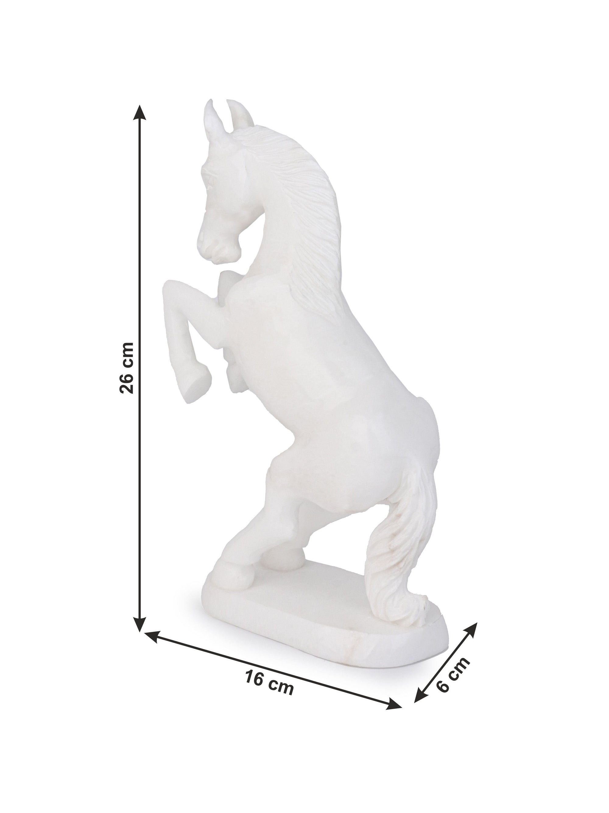 Marble Crafted Rearing Horse Sculpture for Home Office Decor - 10 inches