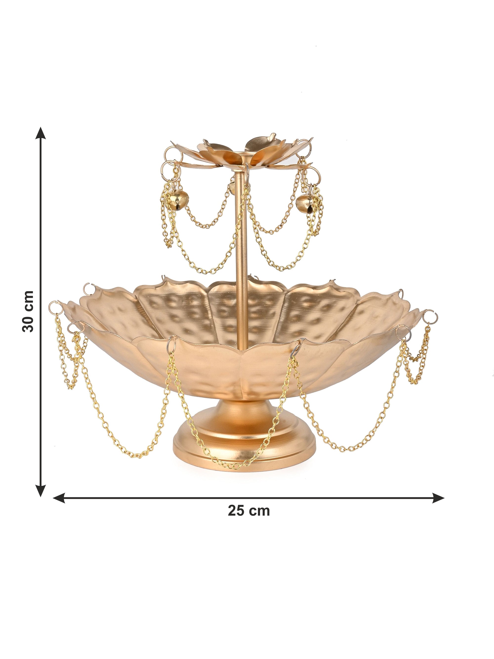 2 Tier Chain Design Urli with Candle Stand for Puja Rituals and Festive Occasions