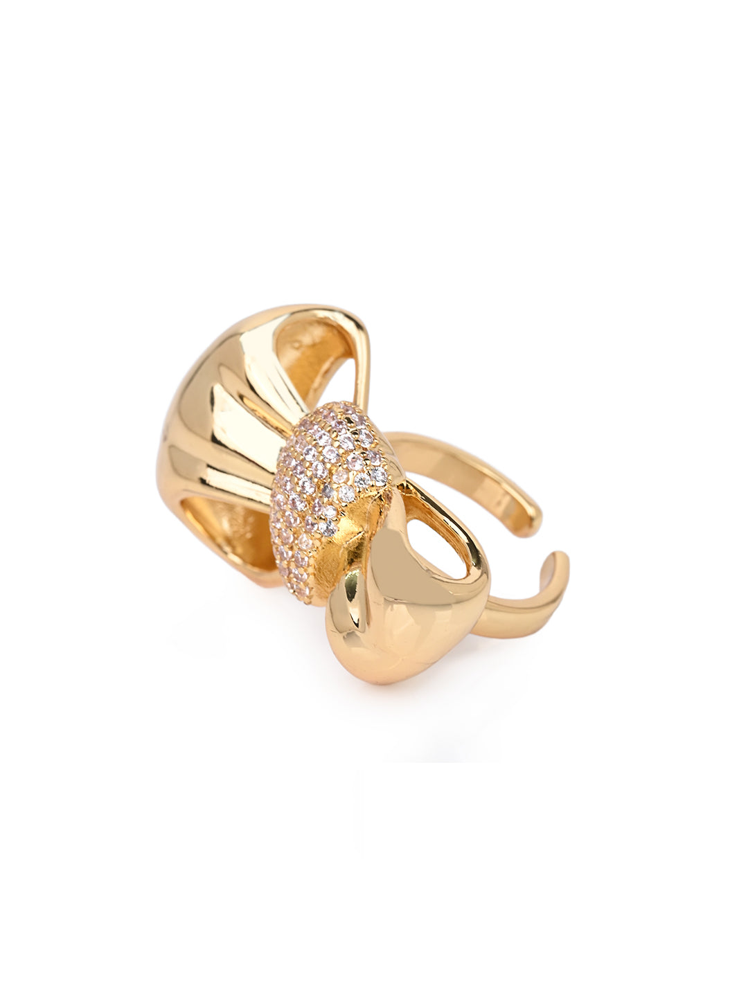MAURYANA - Copper Alloy with Zircon Inlay Bow Knot Open Ring