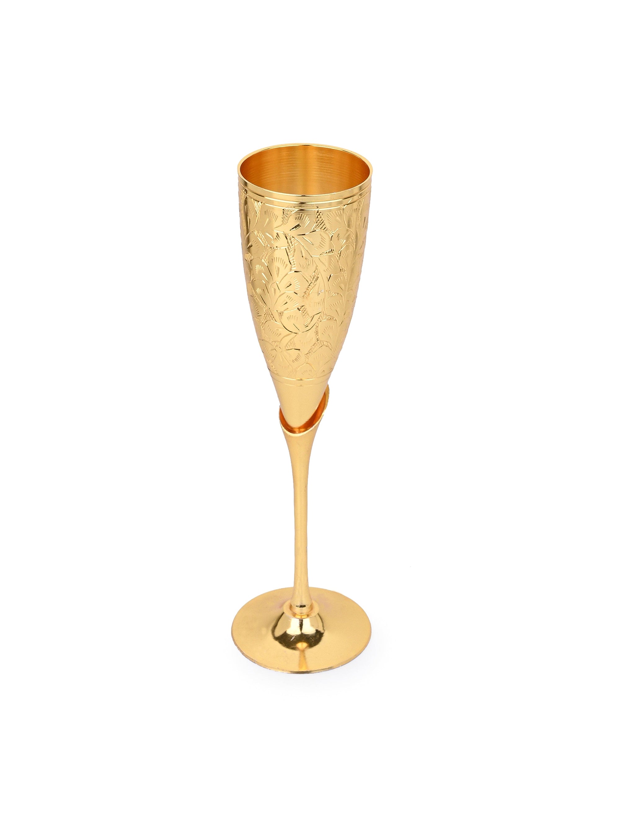 Brass Crafted Champagne Glass - Set of 2 in a Red Velvet Gift Box