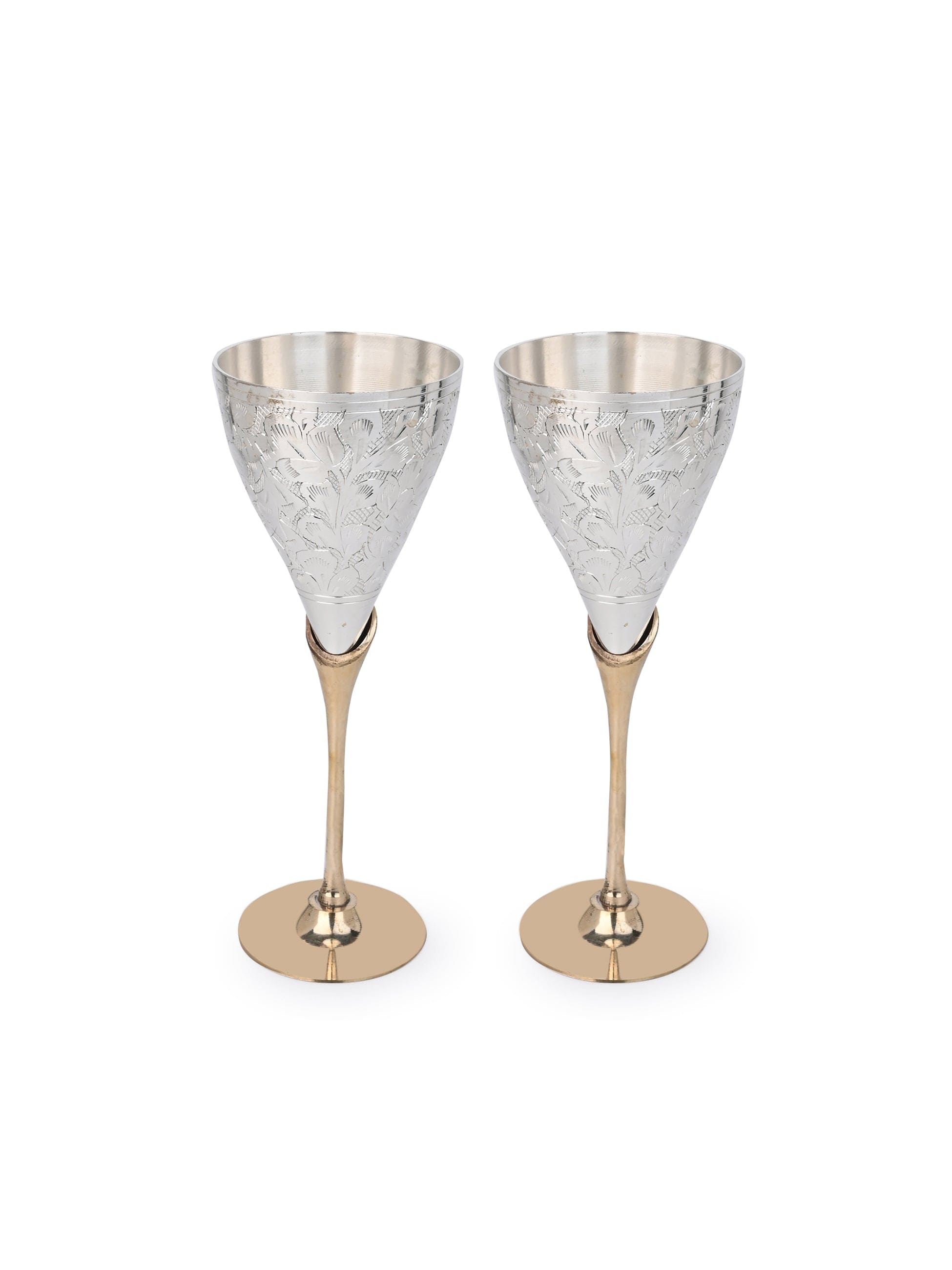 Brass Crafted Luxury Wine Goblets - Set of 2 in Red Velvet Gift box
