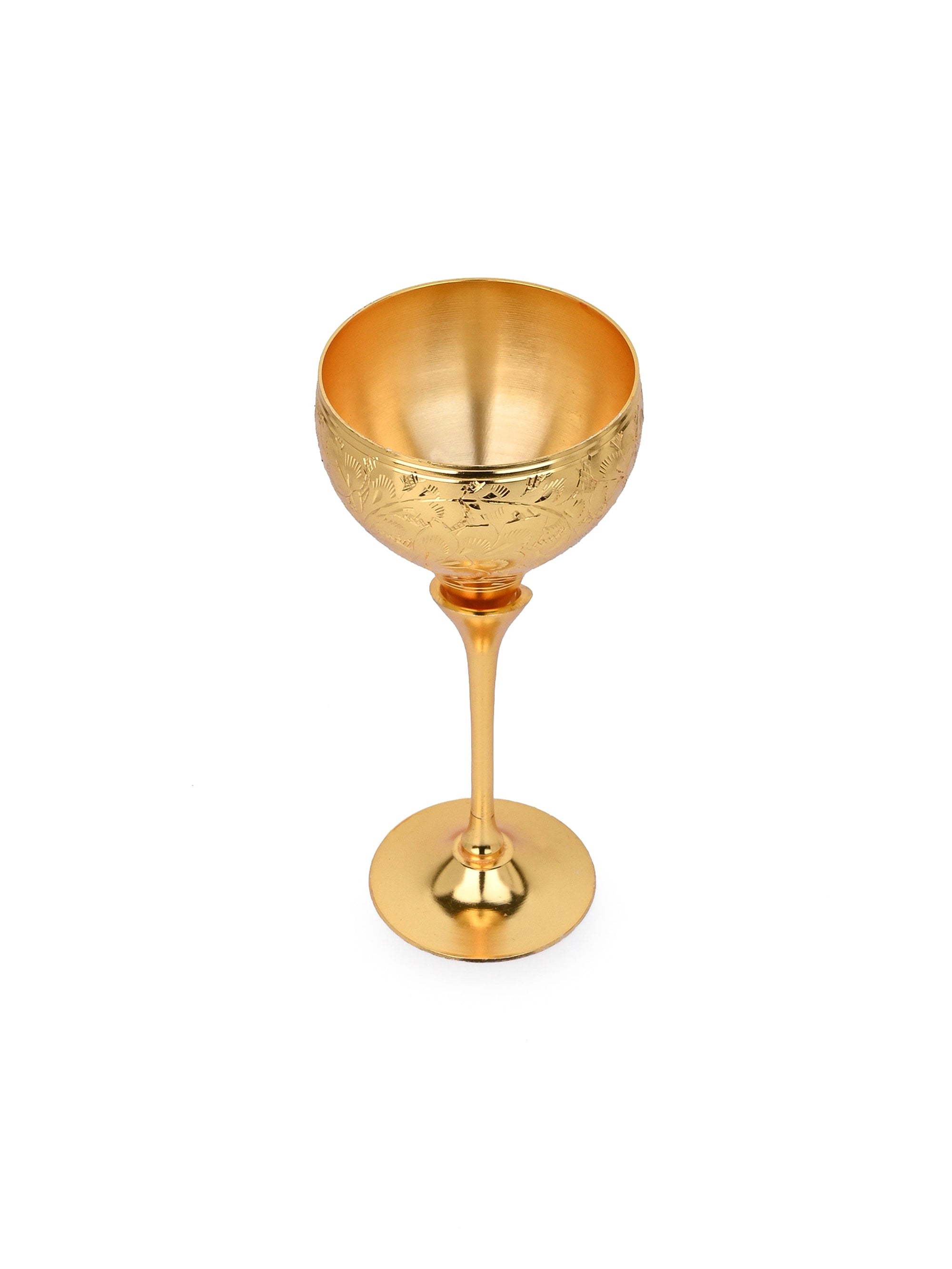 Brass Crafted Wine Glass - Set of 2 in Red Velvet Gift Box