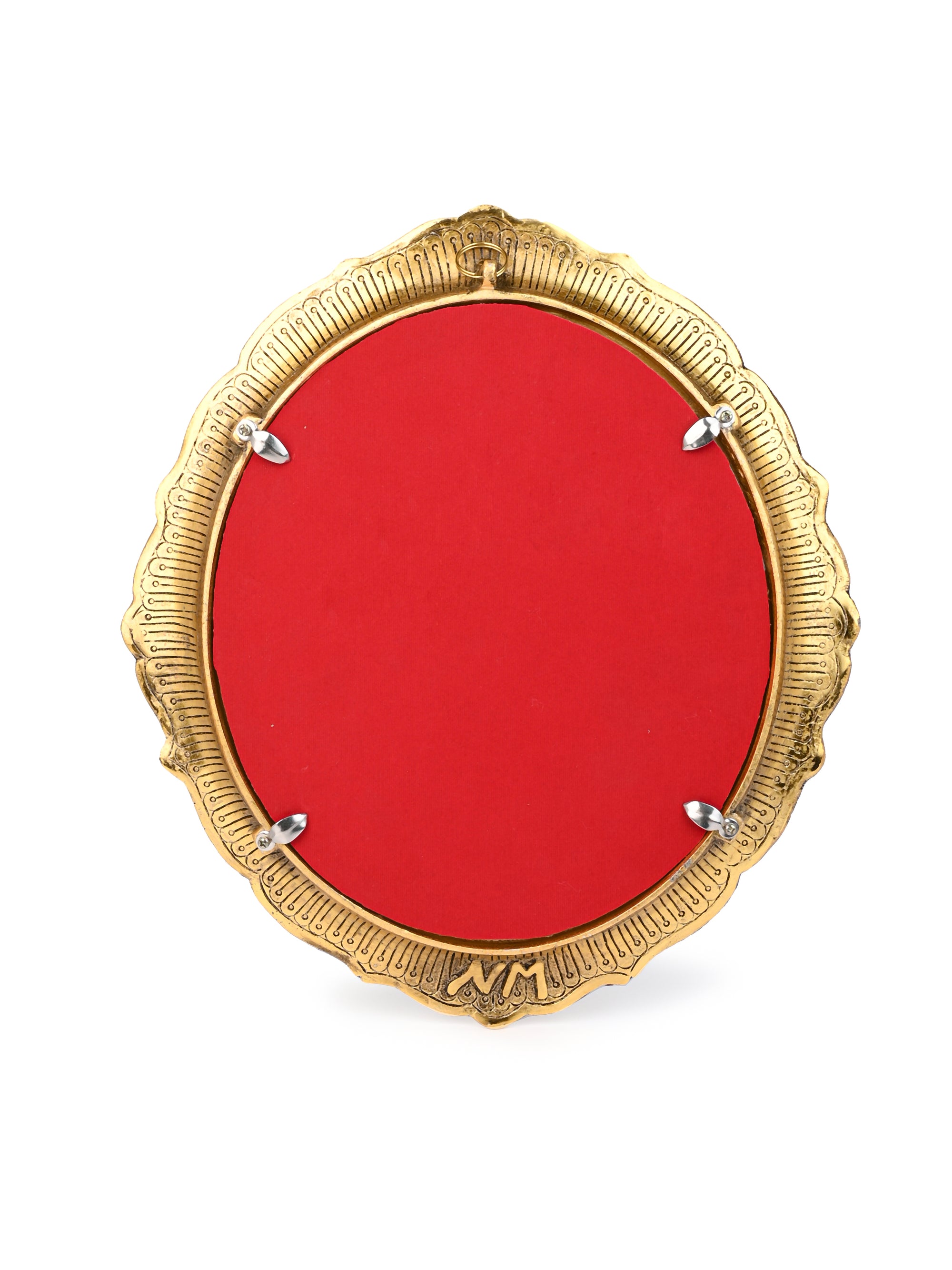 Hand Crafted Antique Gold Oval Wall Mirror - 15 inches