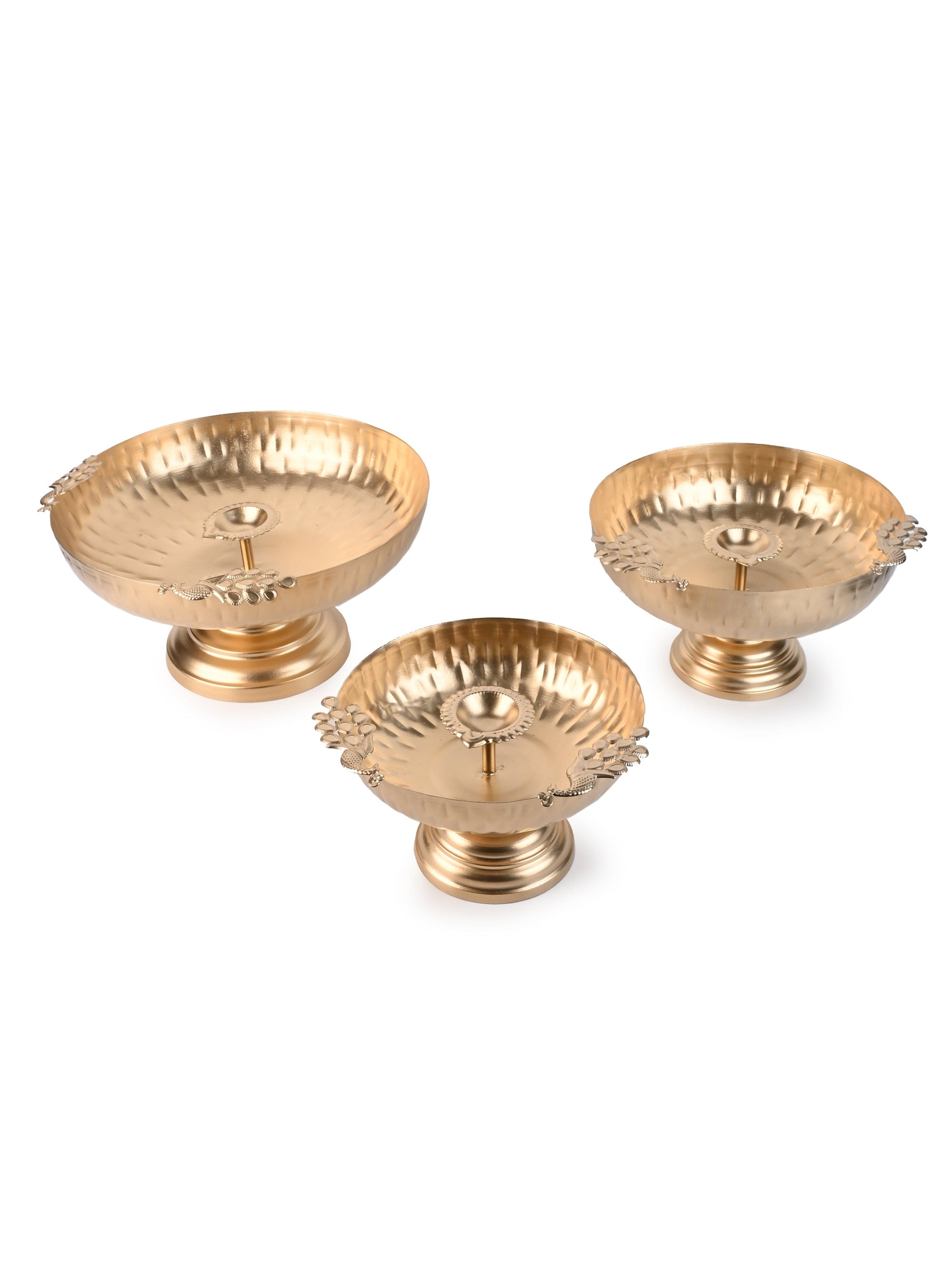 Hammered Metal Set of 3 Urli for Home Decor and Puja Rituals