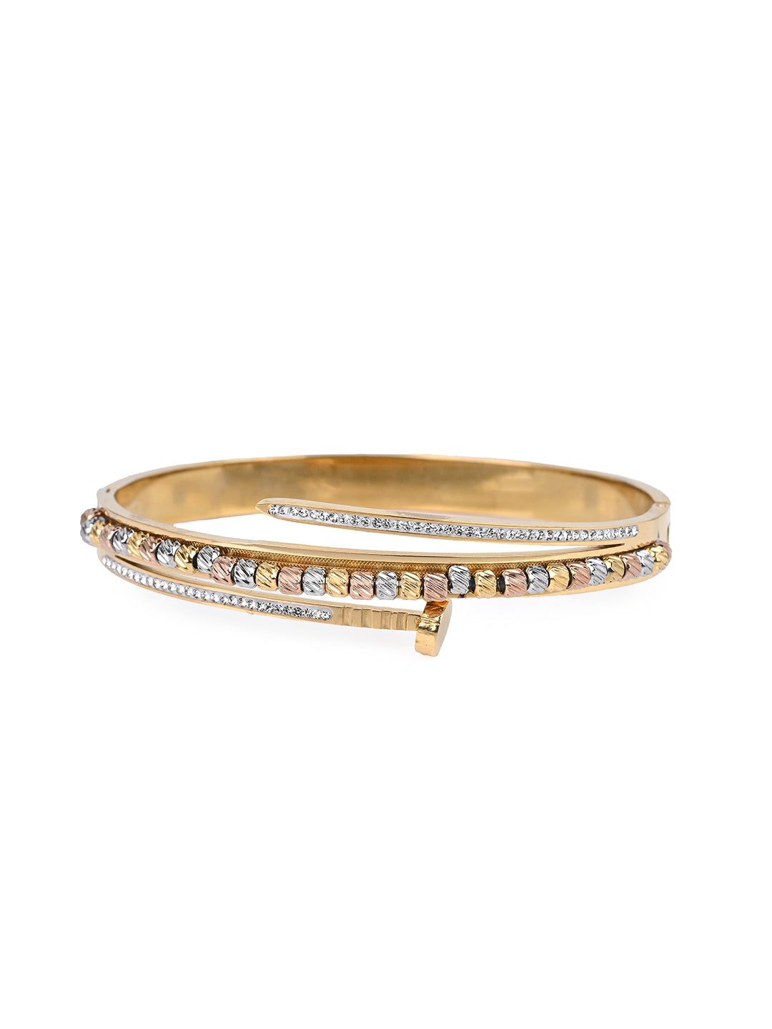 MAURYANA - Stainless Steel 18k Gold Plated Bangle with Ring Set - Stylish and Durable