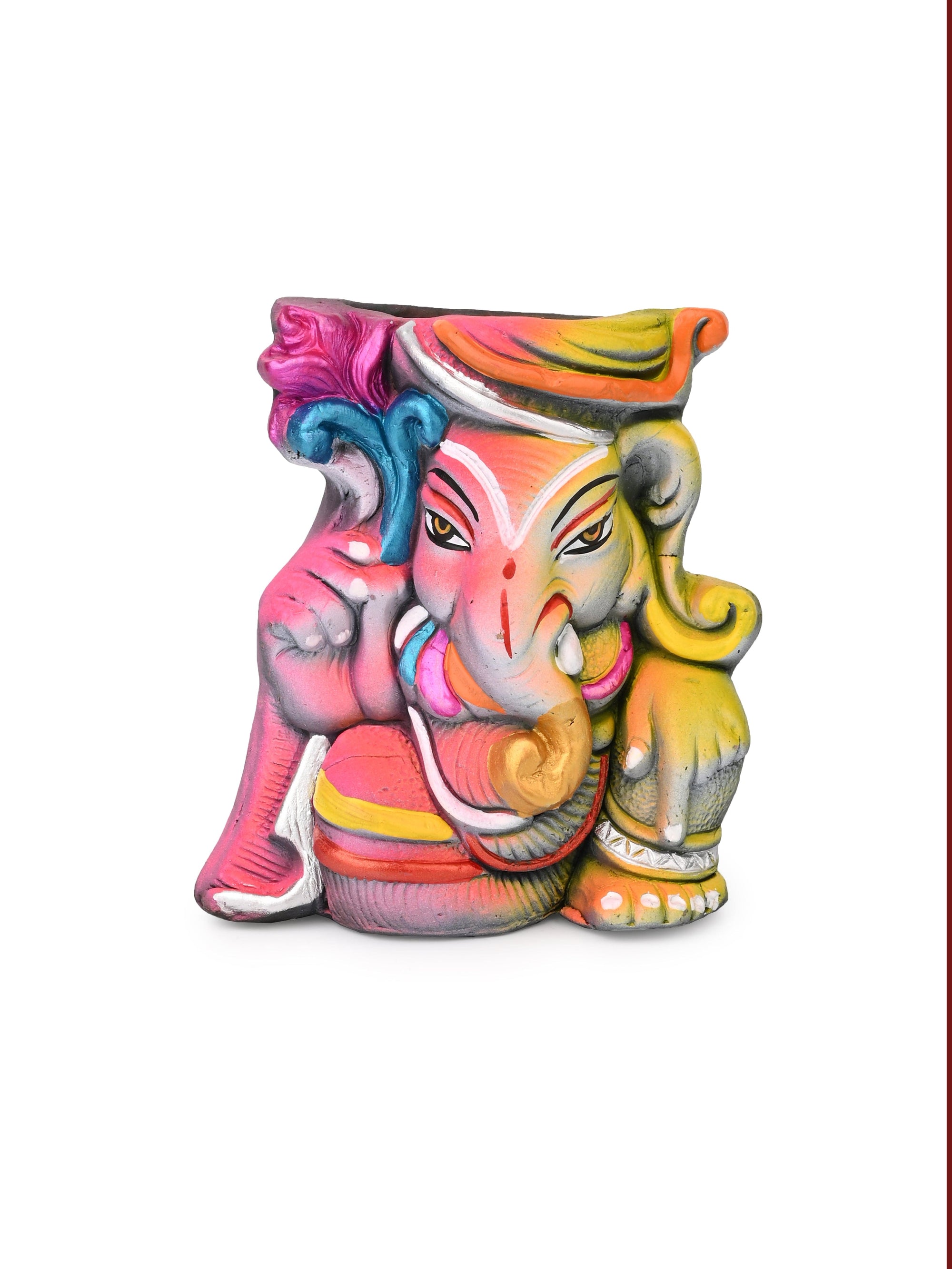 Terracotta Handcrafted Colorful Lord Ganesh Pen / Pencil Holder