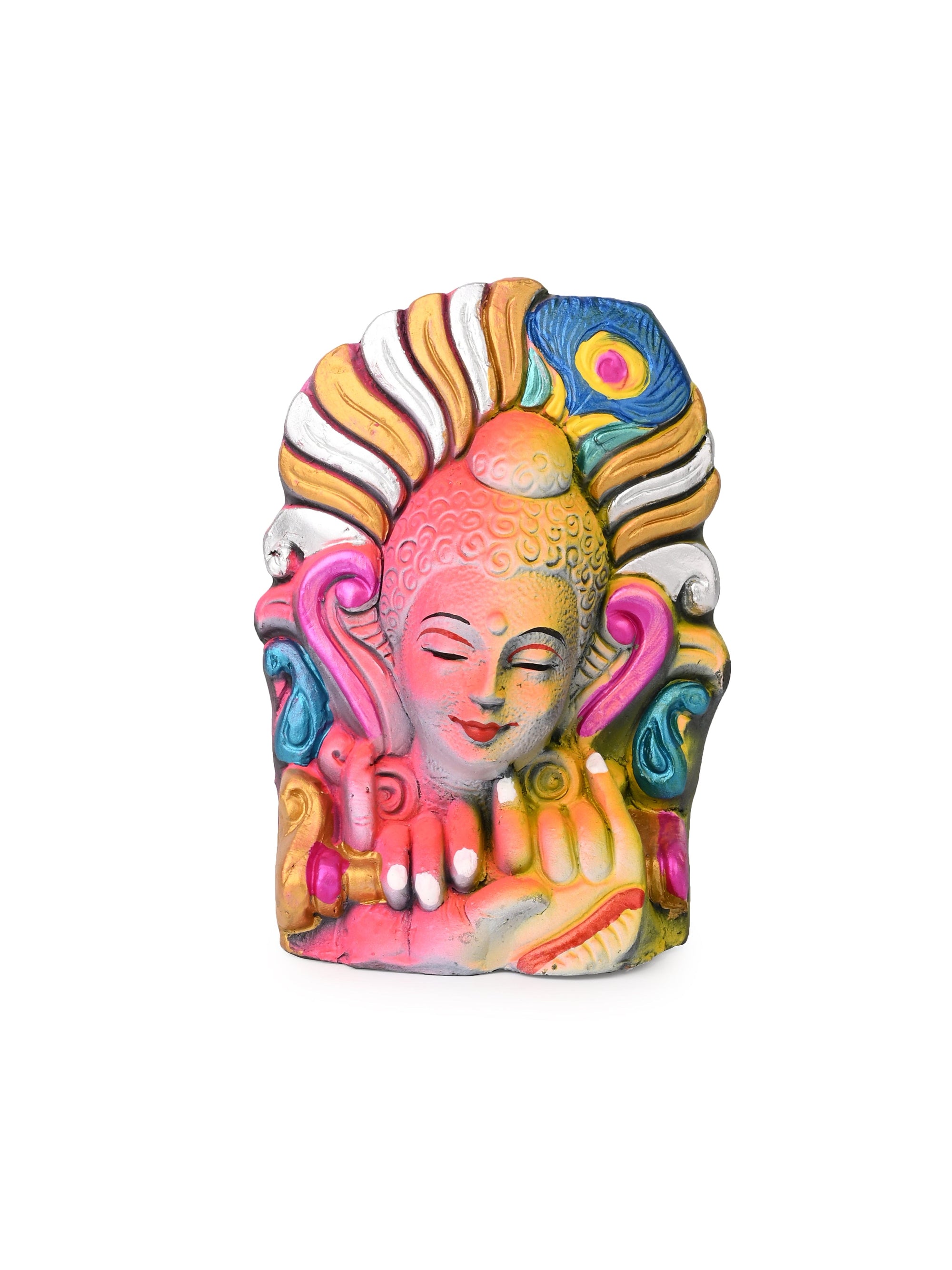 Terracotta Handcrafted Modern Krishna Design Colorful Pen stand