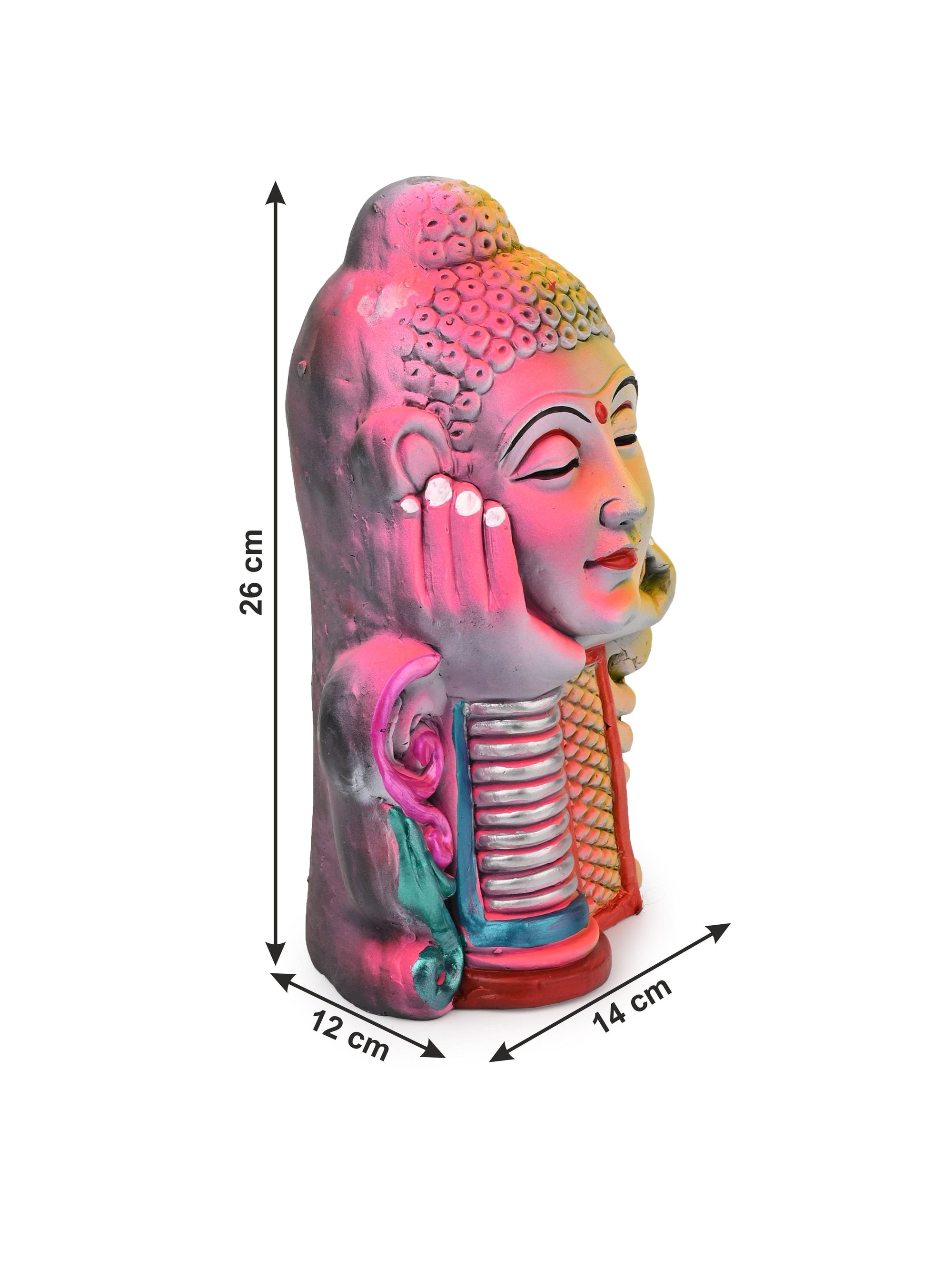 Terracotta Colorful Thinking Face of Lord Buddha 10 inches height