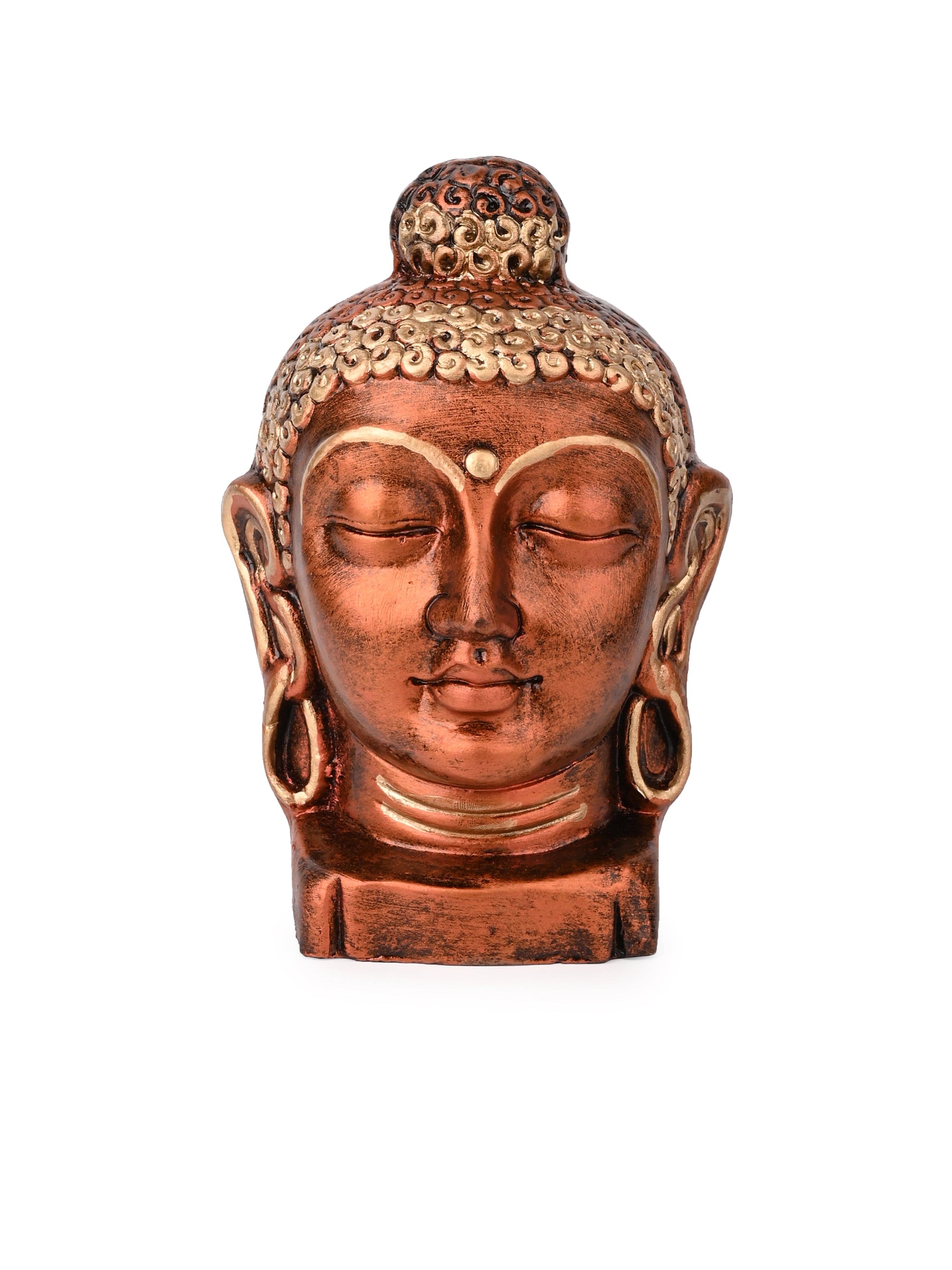 Terracotta Handcrafted Lord Buddha Face in Metallic Brown Color