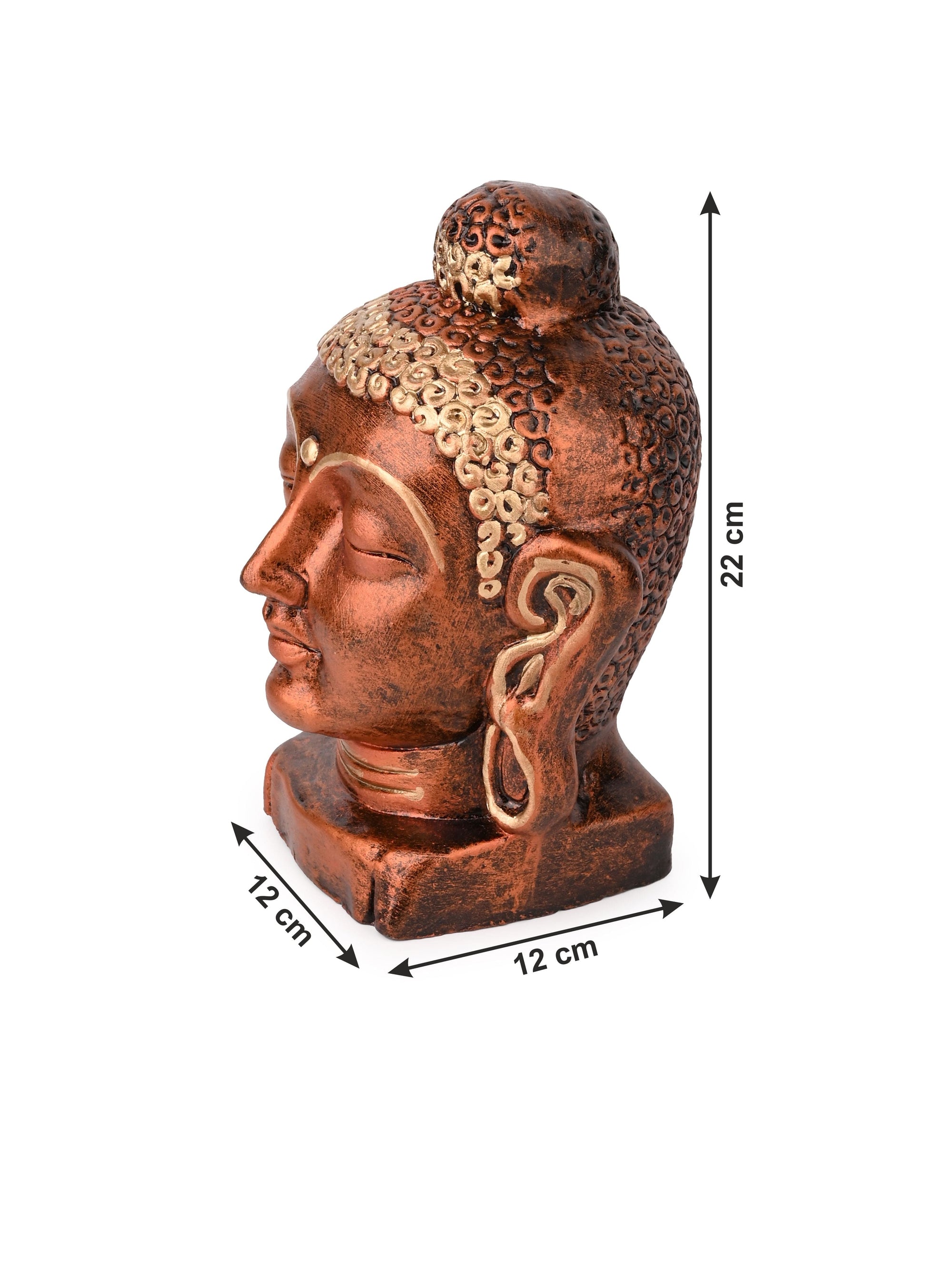 Terracotta Handcrafted Lord Buddha Face in Metallic Brown Color