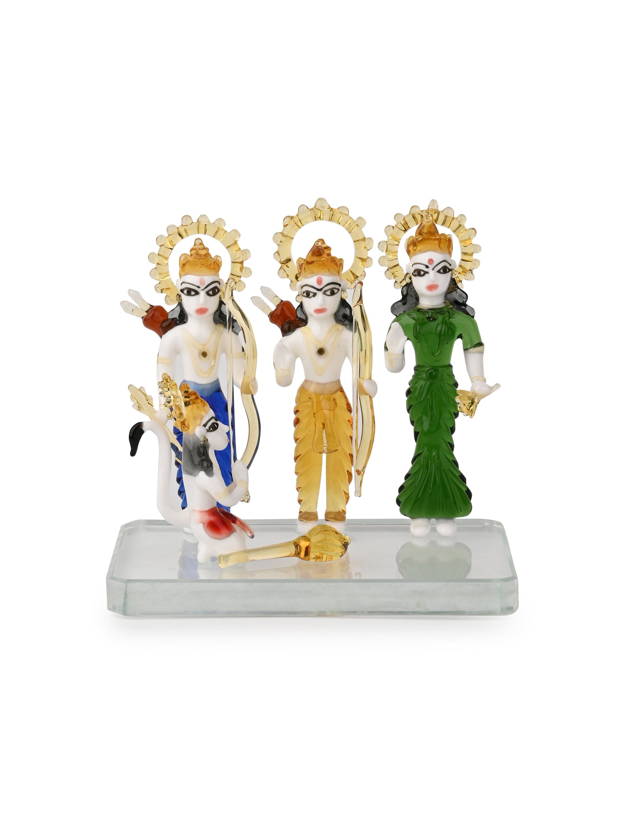 Glass Handcrafted Colorful Ram Darbar in a Velvet Gift Box