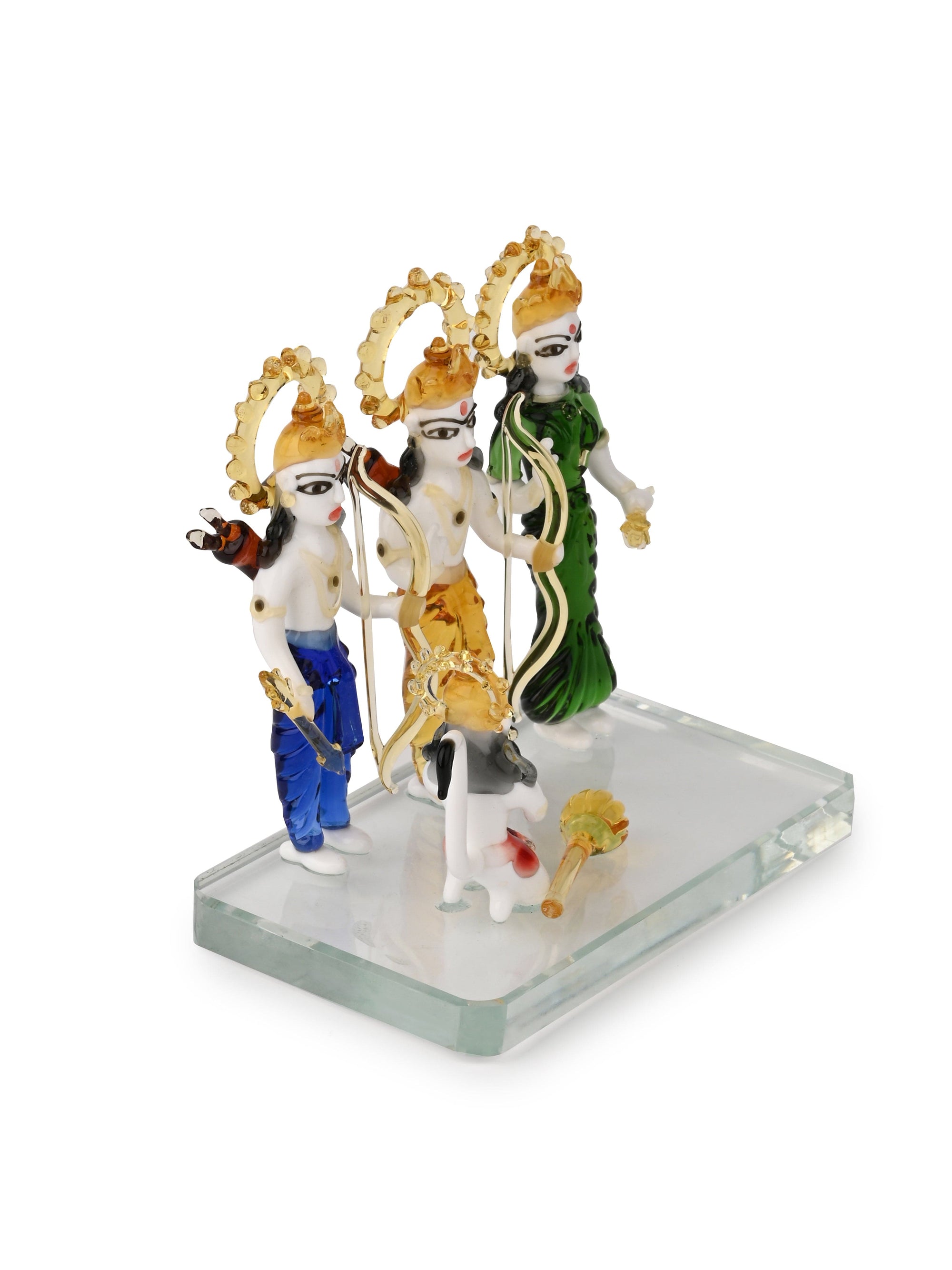 Glass Handcrafted Colorful Ram Darbar in a Velvet Gift Box