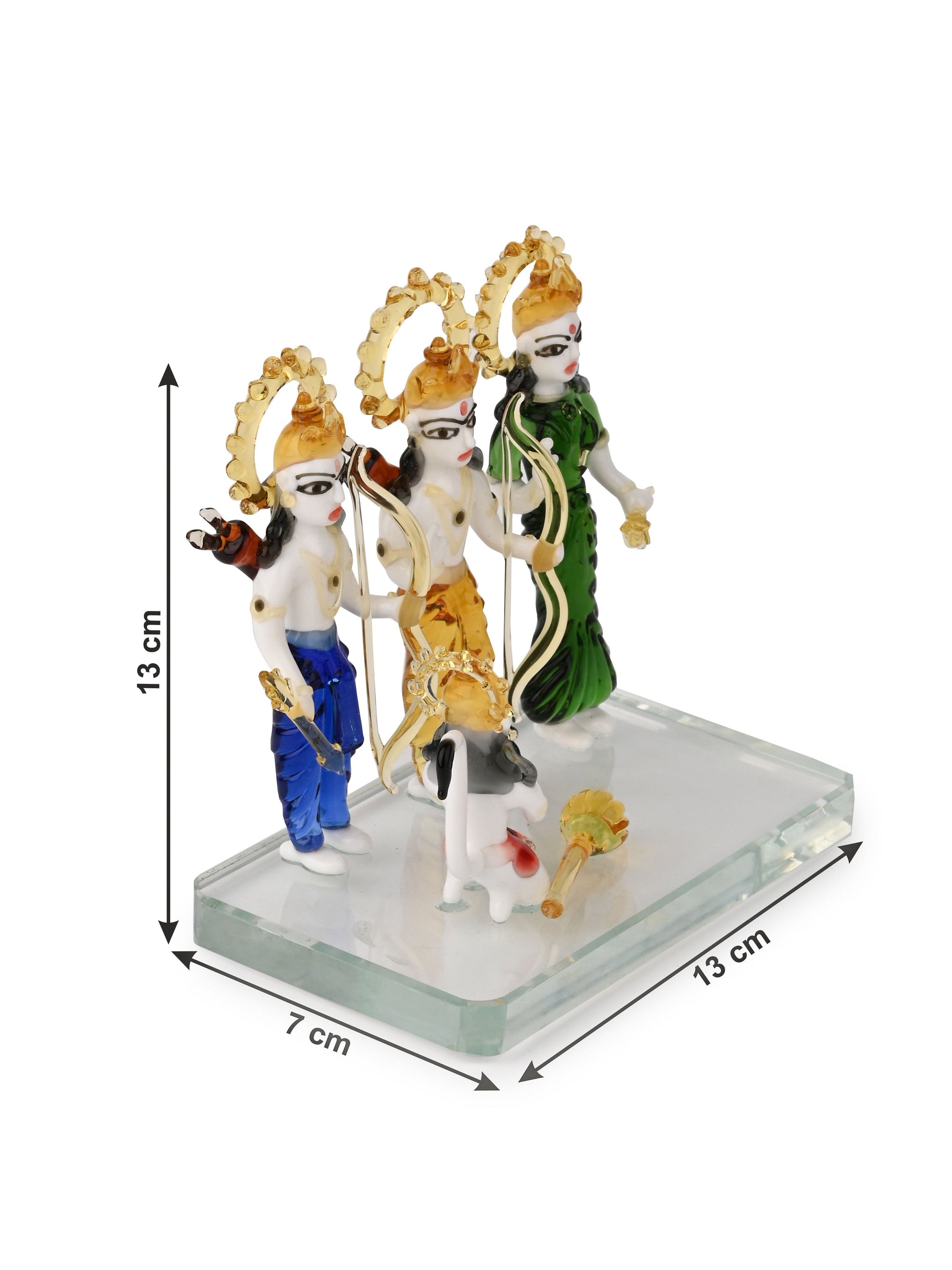 Glass Handcrafted Colorful Ram Darbar in a Velvet Gift Box