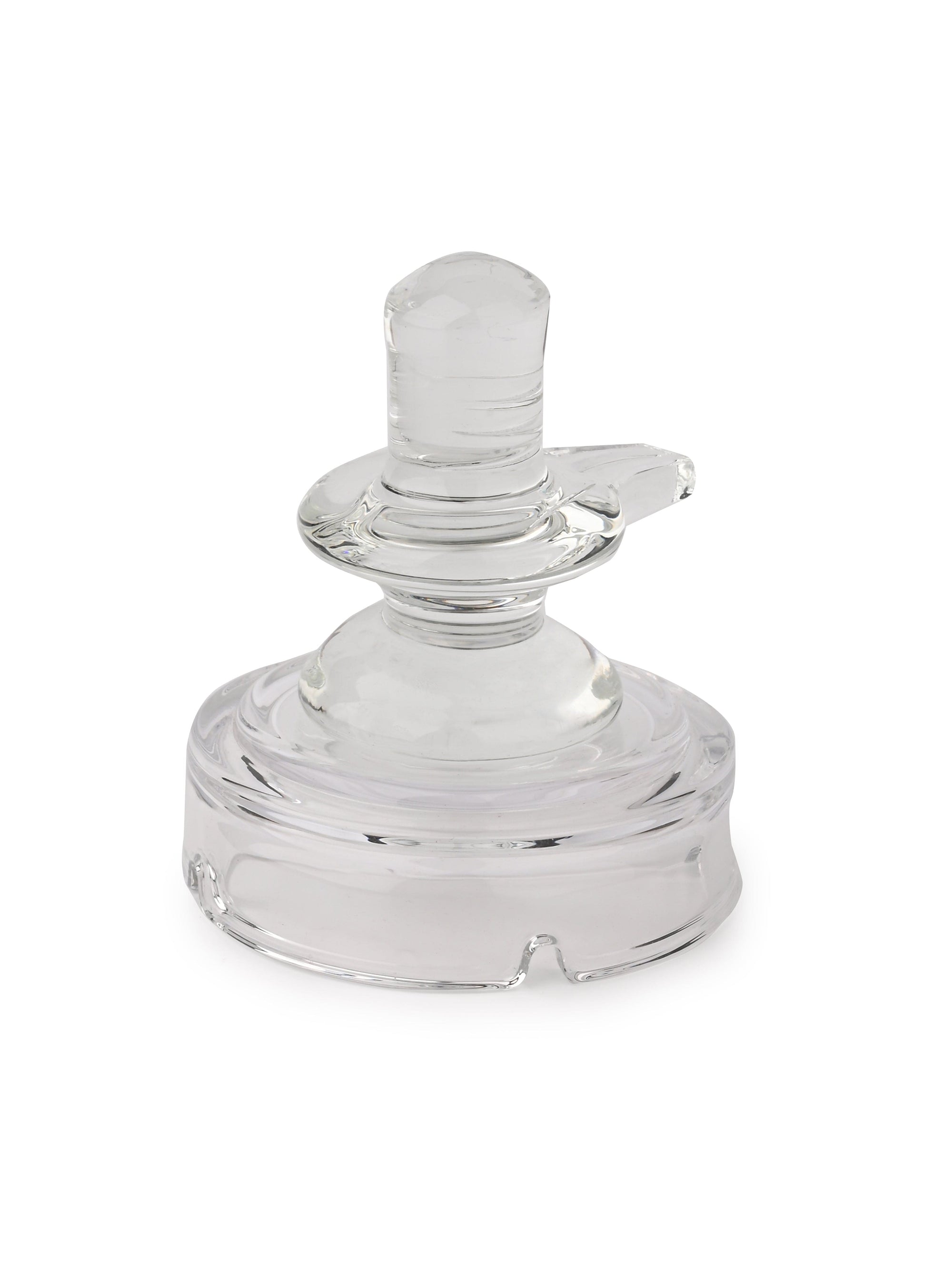 Glass Crafted Shiv Ling on a Glass Base with Multi Colored Lights
