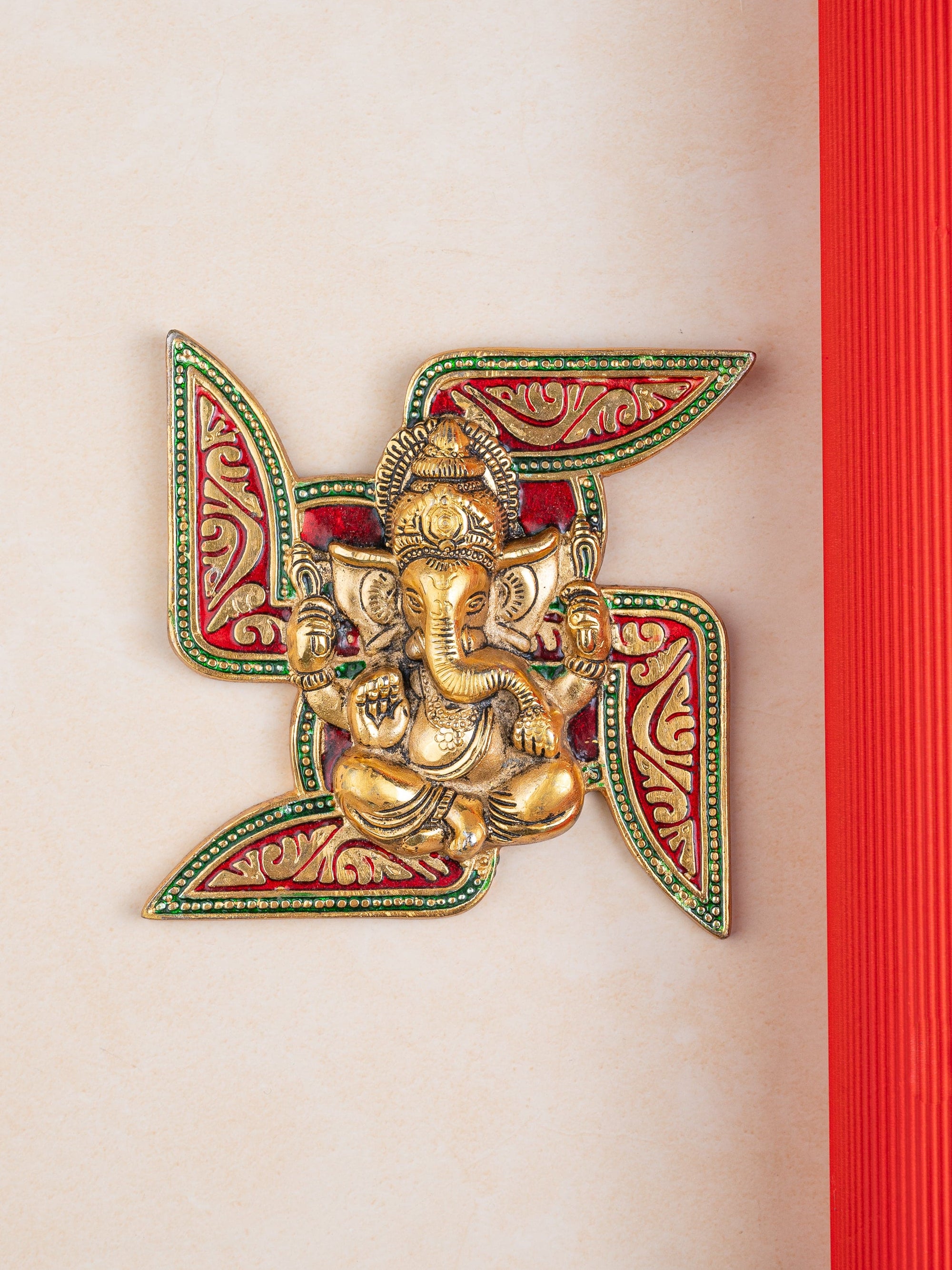 Swastik Ganesh Auspicious Hanging Wall Decor - 7 inches