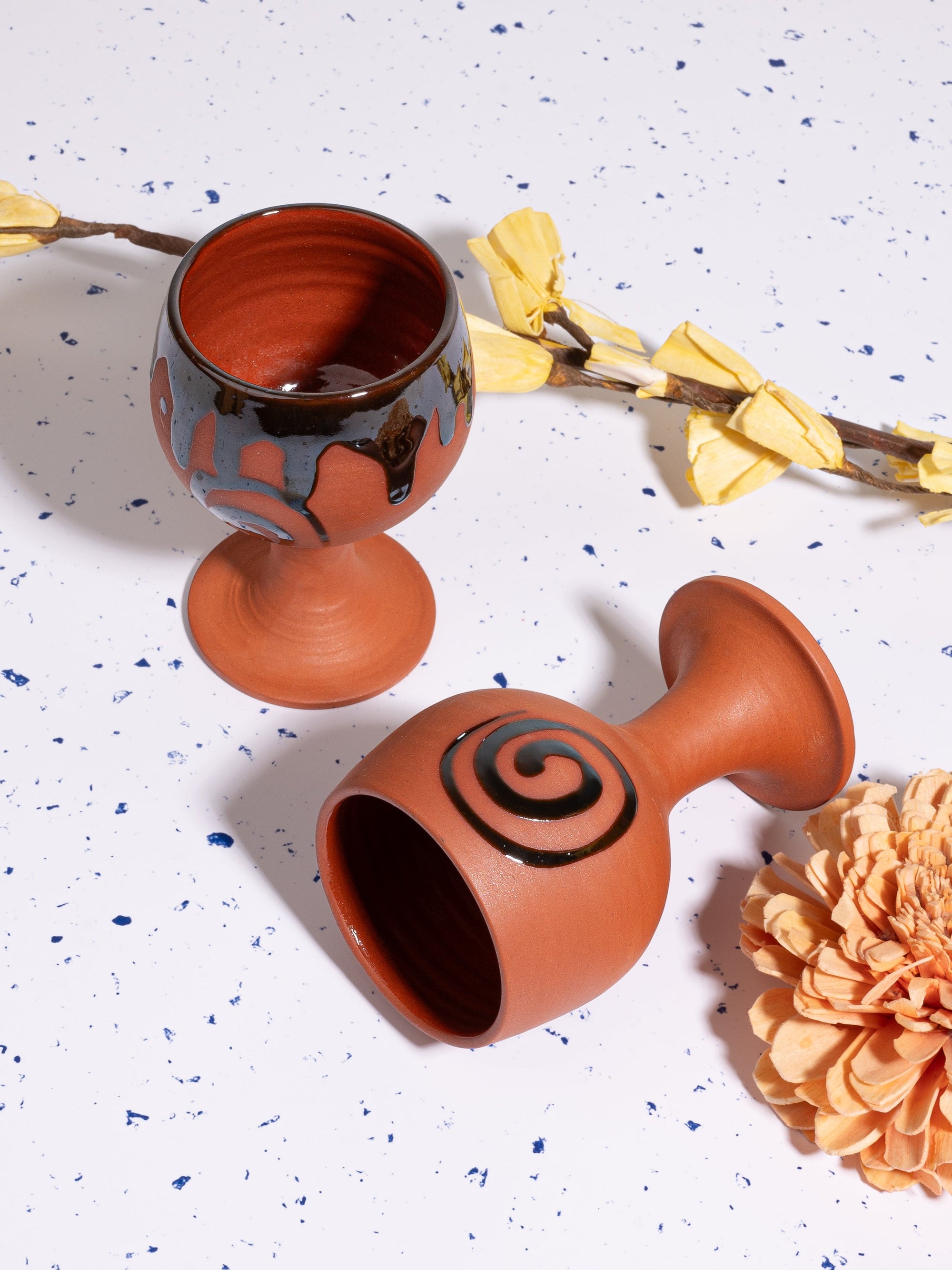 Terracotta Crafted Wine / Liquor Glass Set of 2 pieces