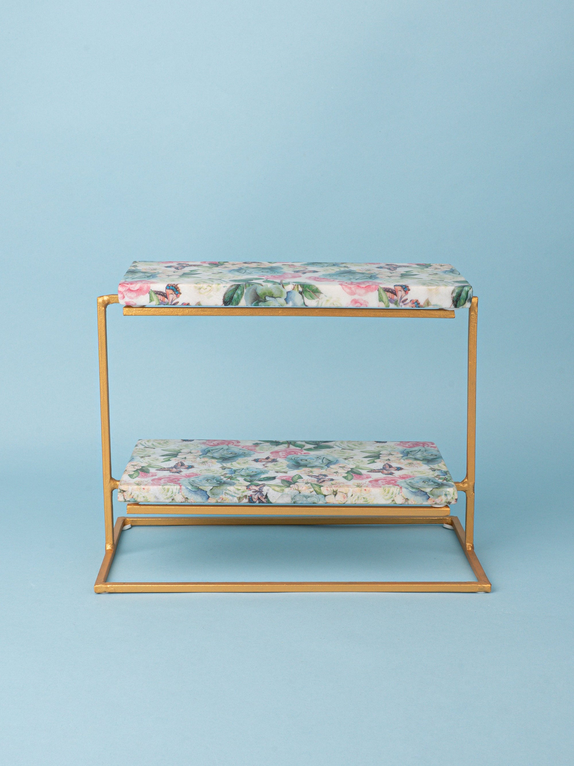 Floral Printed 2 Tier Rectangular Food Platter Stand
